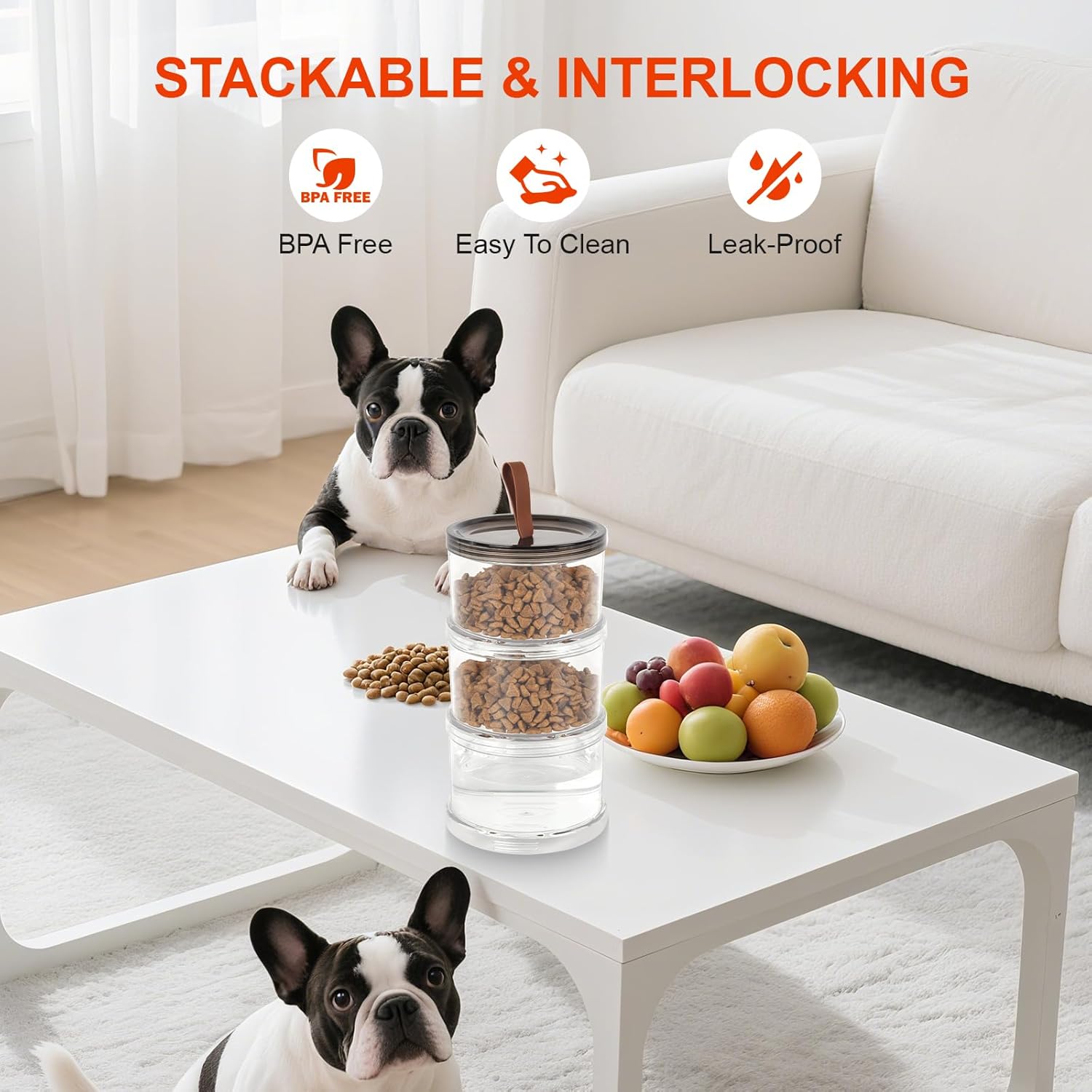 Travel Dog Food Container,Dog Food Container with Seal,Keep Food Dry,Easy to Carry with a Handle,Travel Dog Water Bowl,Essential Items for Walking Your Dog and Traveling - Image 4