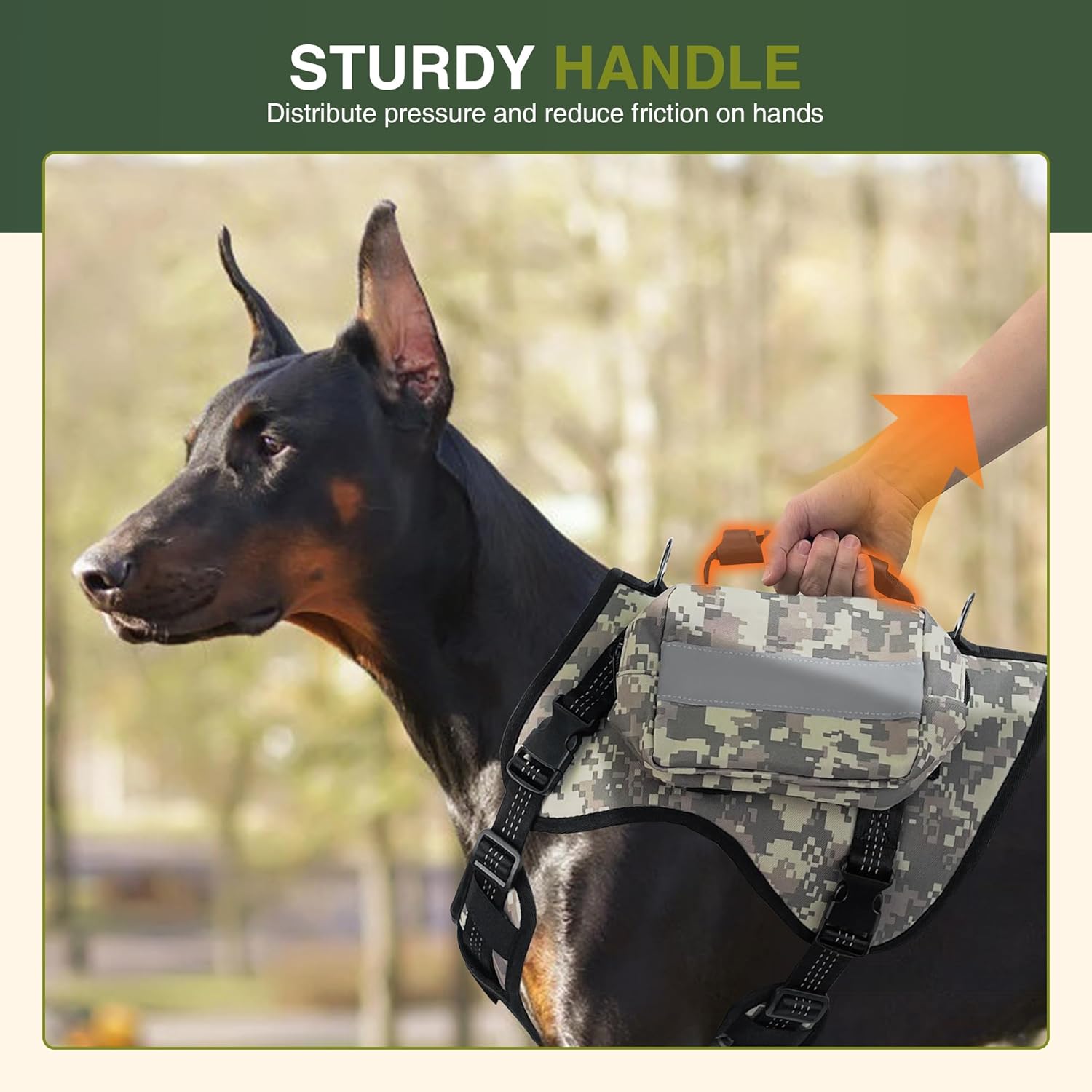 Dog Tactical Harness with Reflective Design, Breathable and Adjustable Tactical Dog Vest, No Choke Harness, Military Grade Gear for Training, Hunting, Outdoor Adventures, Camouflage L - Image 3