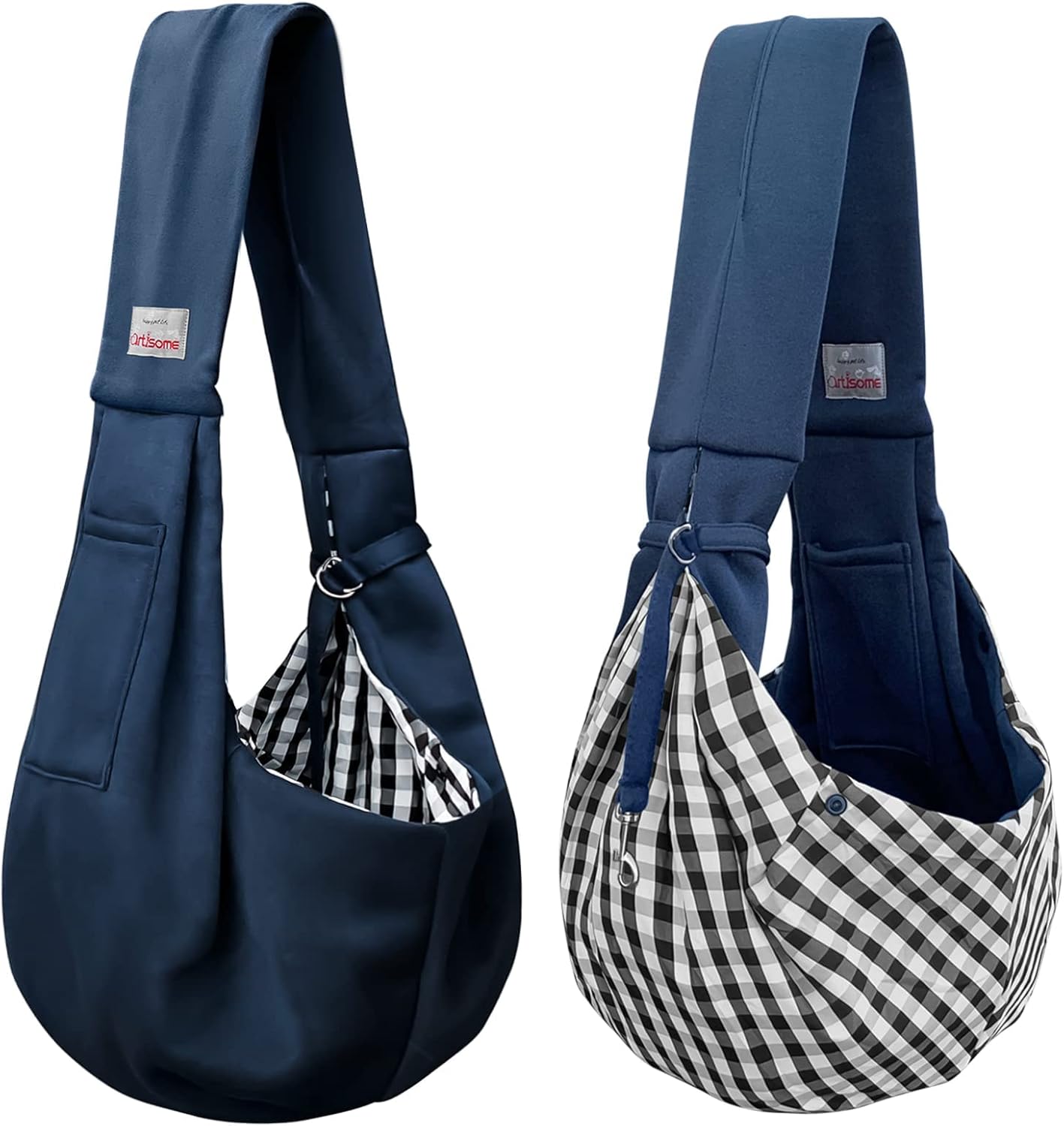 Pet Dog Sling Carrier for 3-10 lbs pet,Dog Purse Pouch,Dog Satchel,Reversible unadjustable Strap Travel Hand-Free Safe Bag Small Puppy Backpack (Dark Blue) - Image 7