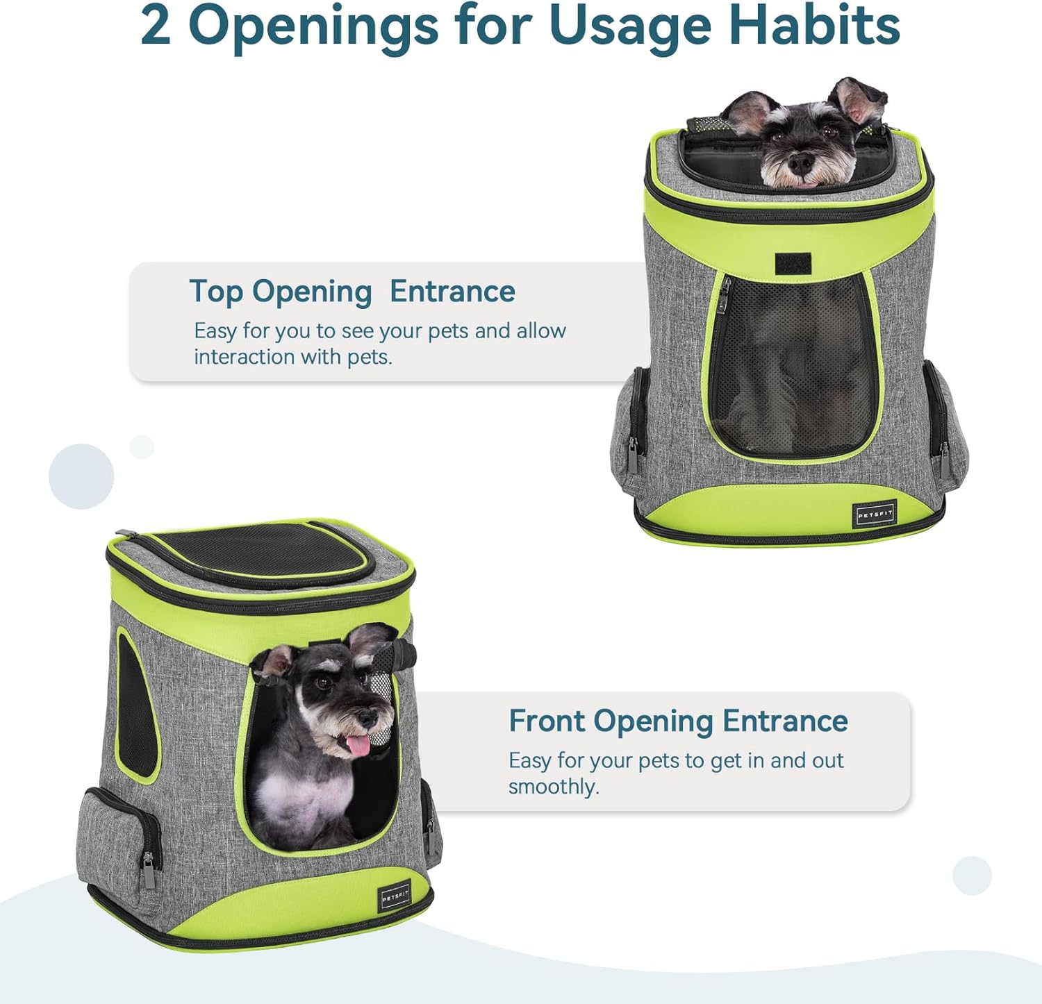 Petsfit Pet Backpack Carrier Easy-Fit Dog Travel Backpack Carrier for Hiking Walking Cycling Suitable for Small Medium Dogs Cats and Rabbits up to 22 Pounds, Green - Image 5