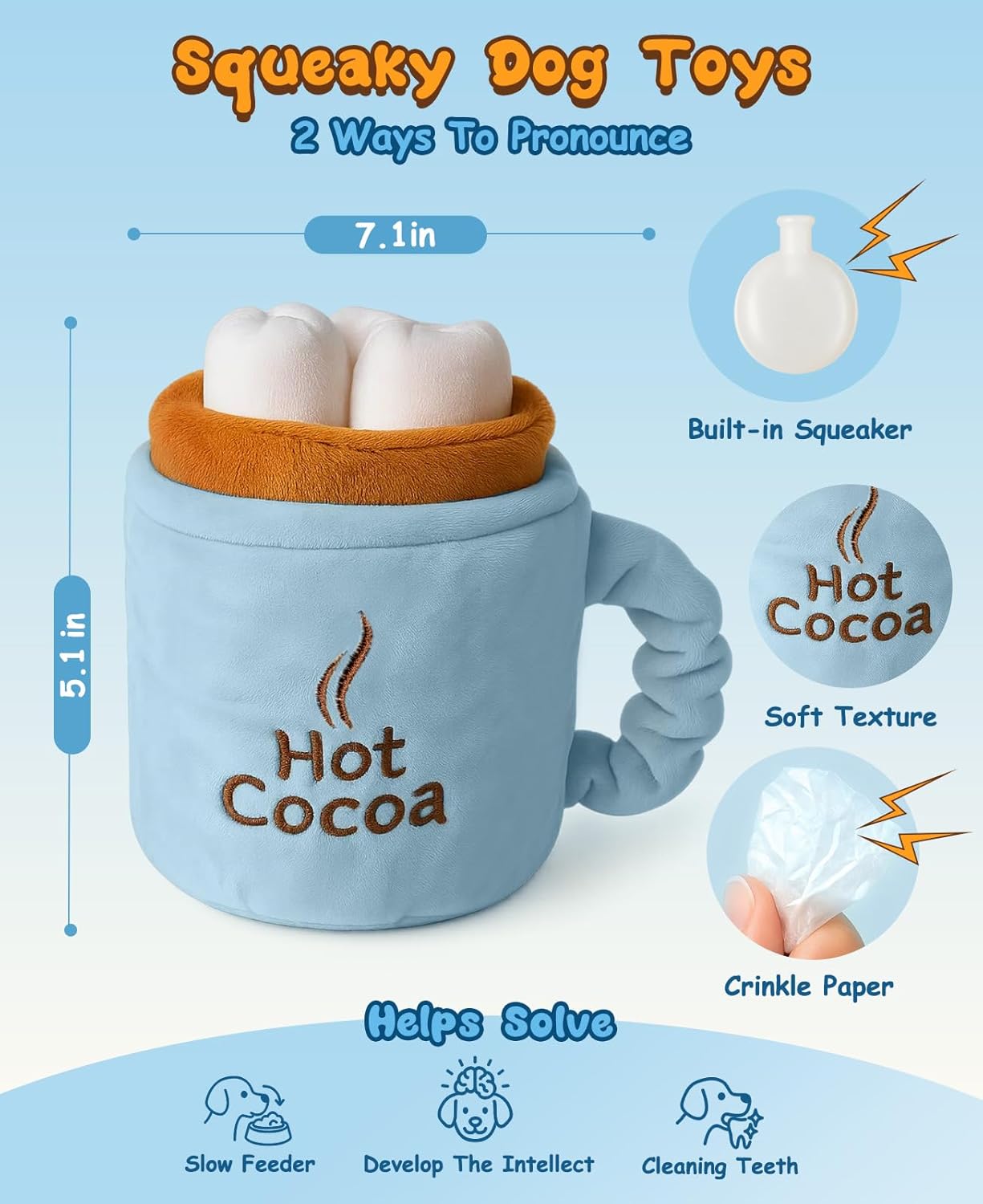 Swooflia Crinkle Dog Toy - Enrichment Squeaky Plush Toys to Keep Them Busy,Treat Boredom for Small Dogs Funny Interactive Stimulating Puppy Toy for Hide and Seek - Image 2