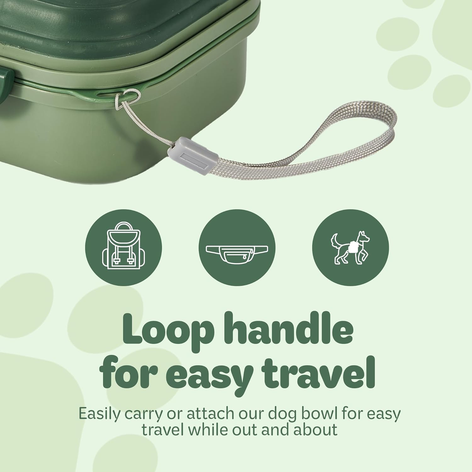 Collapsible Dog Water Bowl 30oz, 2 in 1 Portable Travel Dog Food Bowl with Lid, Easy Carry Loop Handle, Foldable Dog and Cat Food Bowl, Perfect for Traveling, Walking, Hiking (Green) - Image 5