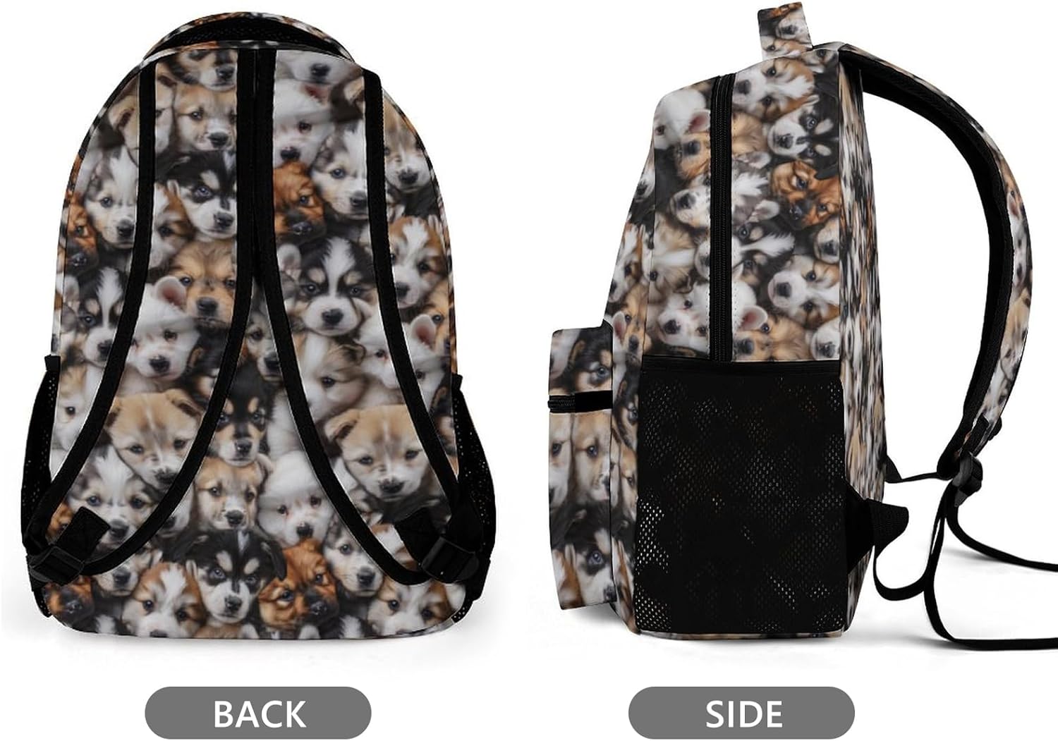 KOYI Dog Backpack for Kids, Realistic Cute Puppy Dog School Backpack, Dog Backpack for School & Travel, Kids Dog Print Backpack, Elementary Boys Girls School Backpack, 16.5 Inch - Image 2