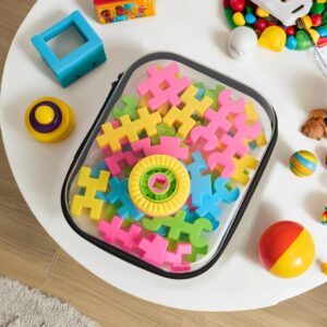 Clear Hard Shell Zipper Case 3 Pack, Hard Plastic Bag, Clear Travel Toiletry Pouch,Portable Cosmetic Bag with Zipper,Toy Storage Bins, Pencil Storage Organizer, Office Supplies Storage Case