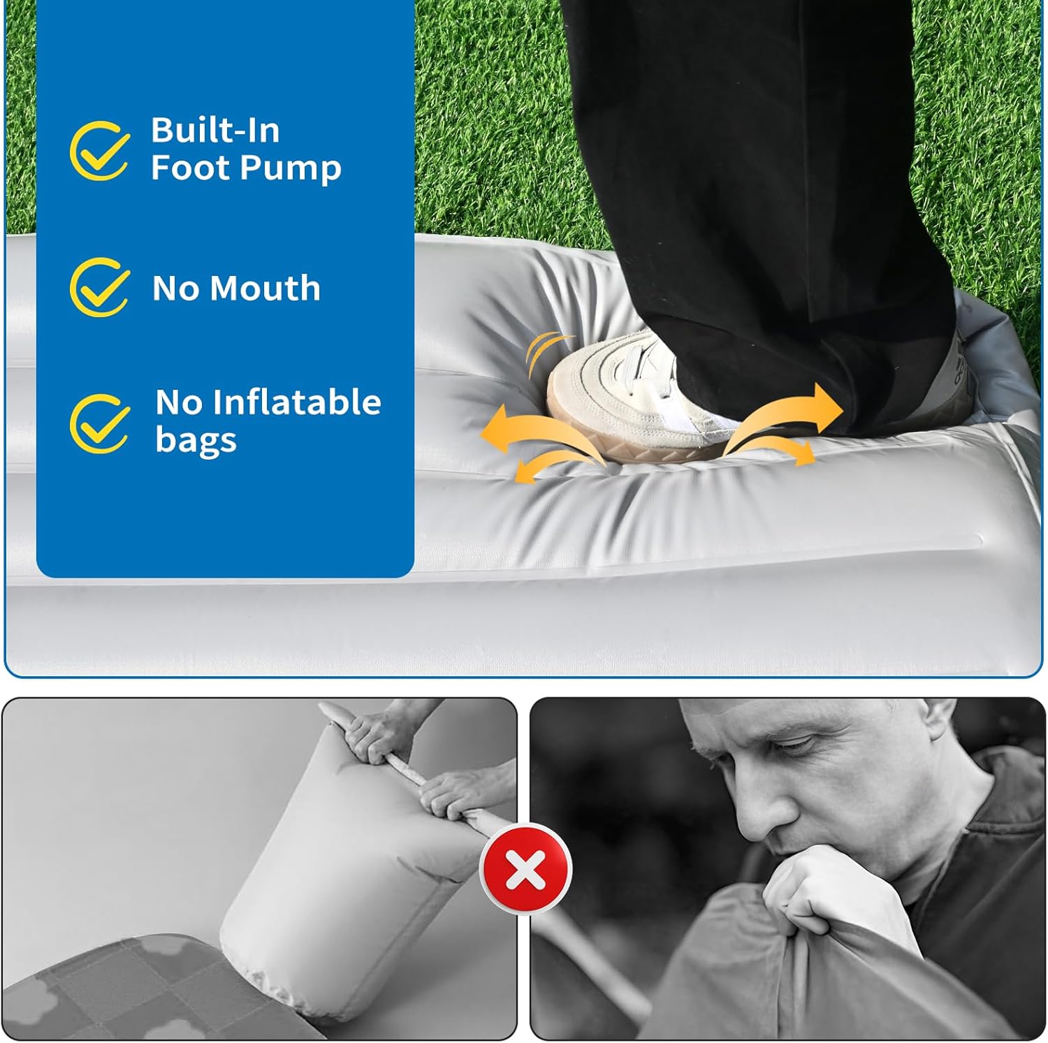 Outdoor Inflatable Dog Bed for Small Dogs, Outdoor Travel Dogs Met with Removeable Cover, Inflated Dog Bed Waterproof Summer Pet Mat with Anti-Slip Bottom, Rock Grey, 36x27 inch - Image 5