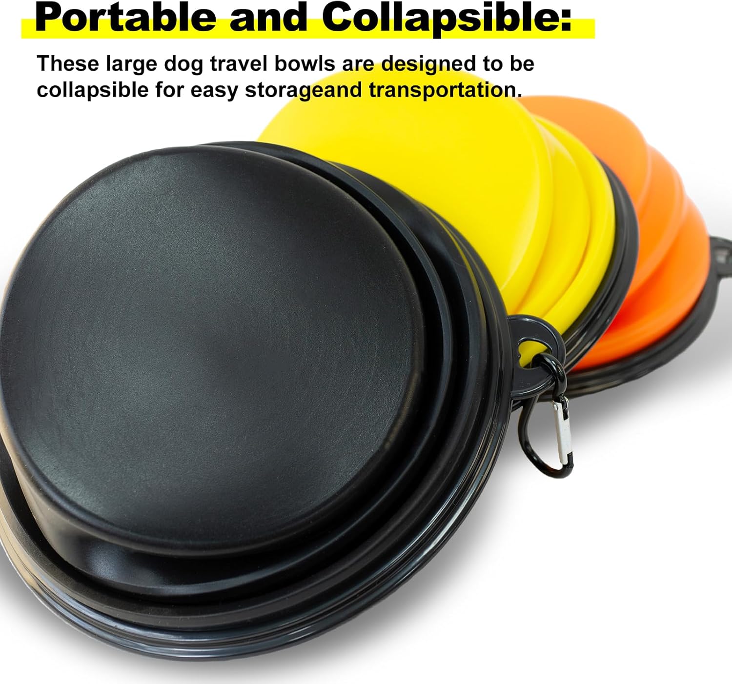 H-JY Large Collapsible Dog Travel Bowls,34oz 2Pack, Orange/Black/Yellow/Purple (Black&Orange) - Image 3