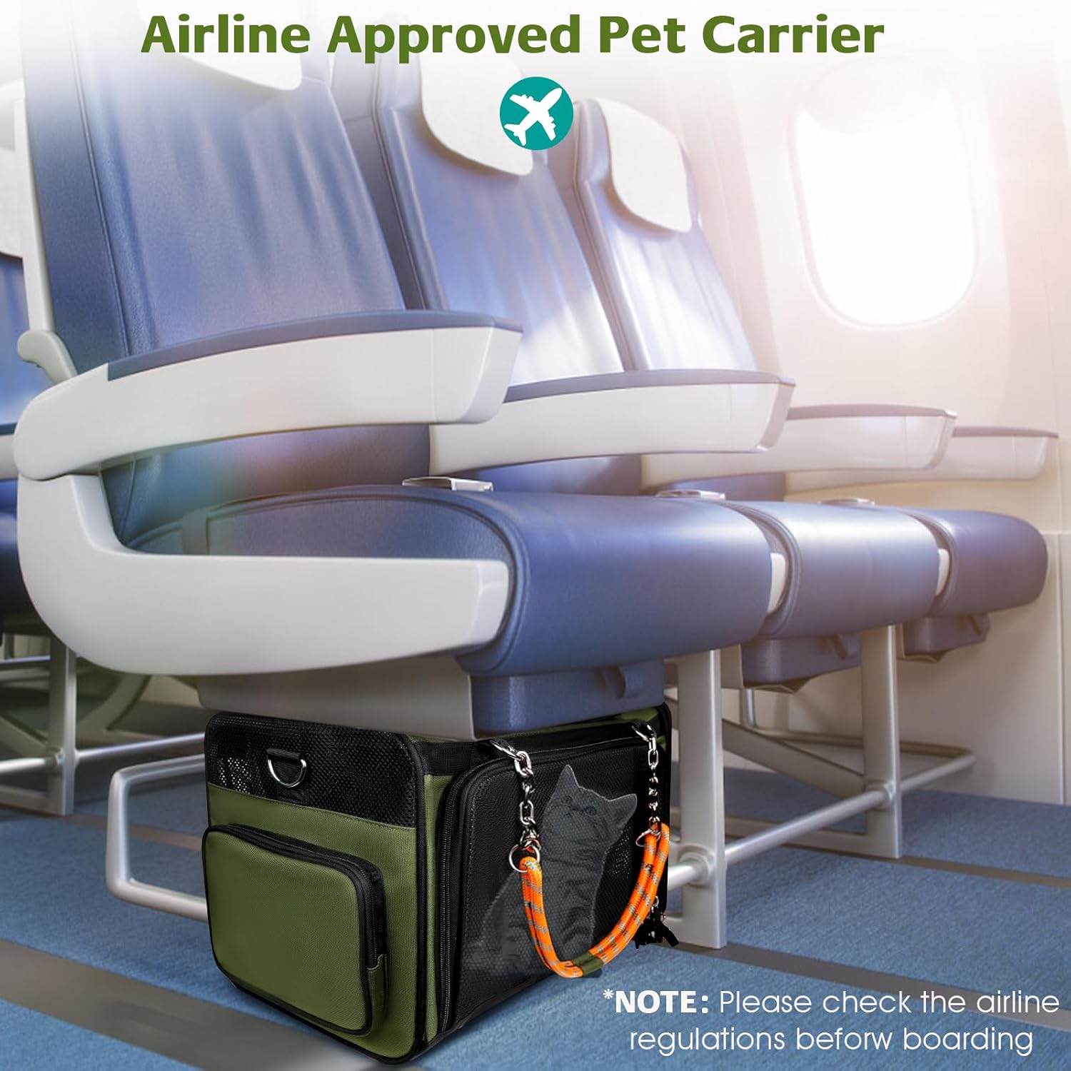 Sumfox Cat Carrier, Dog Carrier, Top and Side Expandable Pet Carrier for Cats and Small Dogs Under 16lbs, Airline Approved Cat Carrier Soft with Pet Treat Pouch for Traveling Uses - Image 5