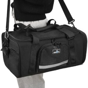 Airline Approved Pet Carrier, Collapsible Cat Carrier, Expandable Dog Carrier, 900D High Density Oxford Cloth, Wear-Resisting, Anti Tearing, Safety Lock Zipper, Reflective Tape