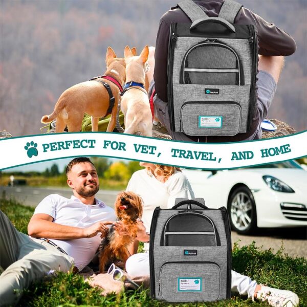 PetAmi Dog Backpack Carrier for Small Large Cat, Pet, Puppy, Ventilated Pet Hiking Backpack Travel Bag, Airline Approved Cat Backpack Carrier, Camping Biking Dog Bag Up to 18lbs Pet, Grey - Image 7