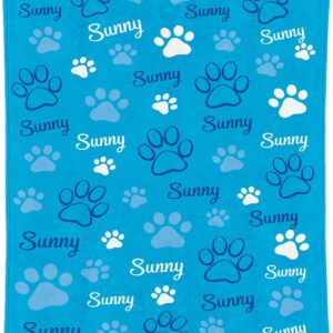 Custom Dog Blanket with Name and Paw Prints, Personalized Pet Blanket for Small Medium Large Dogs, Gift for Dog Lovers, Customized Throw Blanket for Bed Sofa Travel Printed in USA
