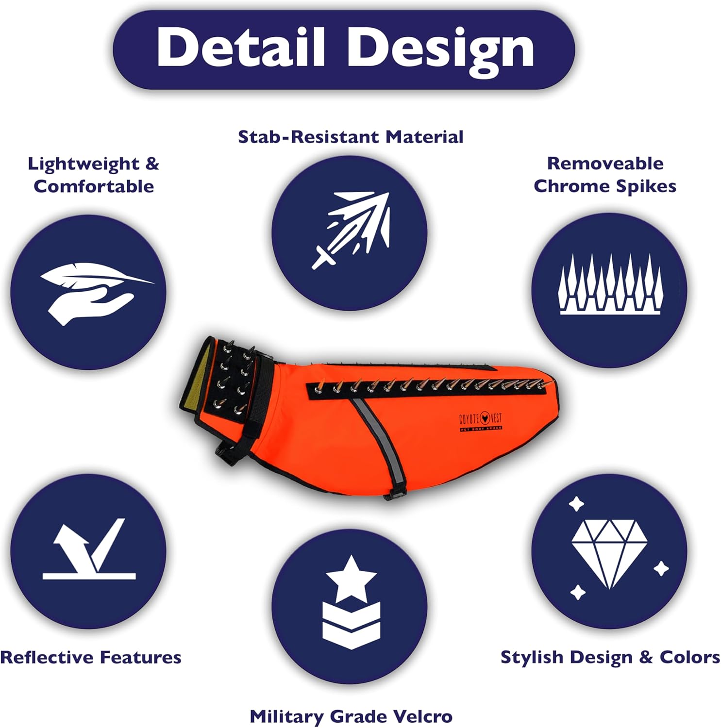 CoyoteVest Dog Harness Protection Vest, Reflective Dog Accessories with Spikes to Shield Your Pet from Raptor and Animal Attacks, Proudly Made in America (Small, Fluorescent Orange) - Image 3