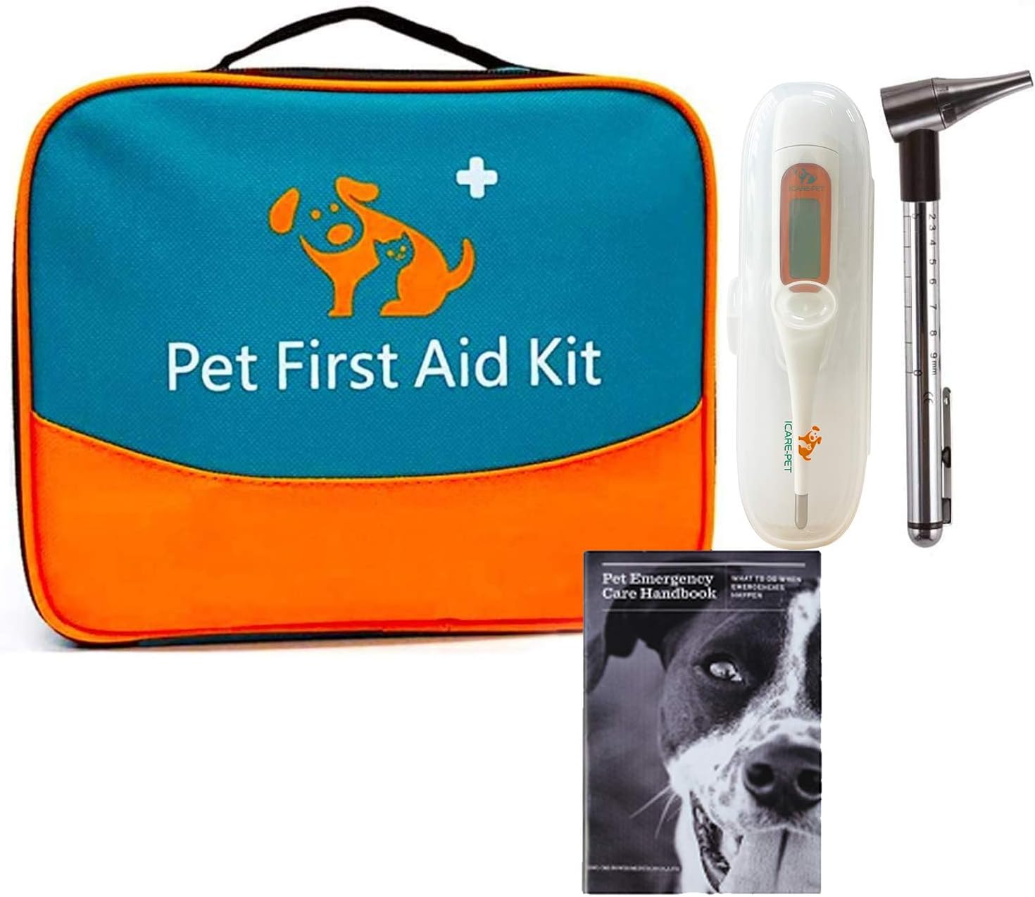 Pet First Aid Kit for Dog, Cat, Rabbit and Other Animal,with Thermometer, Syringe, Otoscope, Perfect for Home Care and Outdoor Travel Emergencies