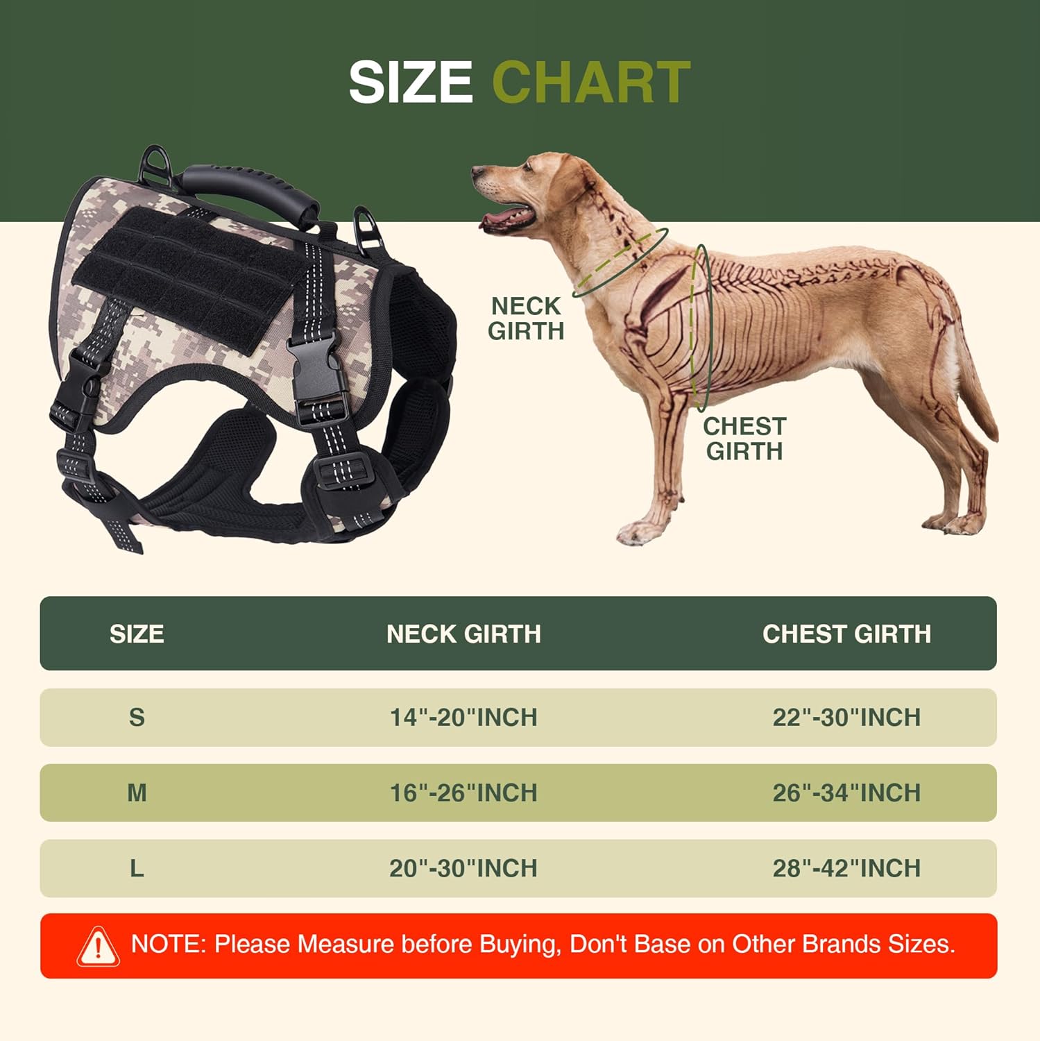 Dog Tactical Harness with Reflective Design, Breathable and Adjustable Tactical Dog Vest, No Choke Harness, Military Grade Gear for Training, Hunting, Outdoor Adventures, Camouflage L - Image 5