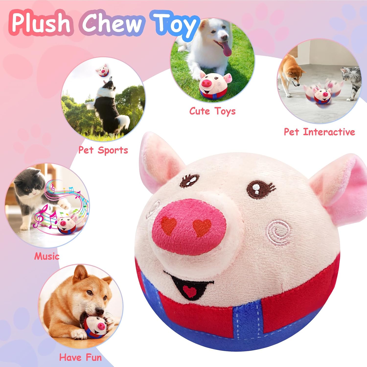 Lollyx Interactive Dog Toys for Boredom, Squeaky Dog Toys with Recording and Music Modes, Rechargeable Jumping Moving Dog Chew Toys for Small/Medium/Large Dogs to Keep Them Busy - Image 3