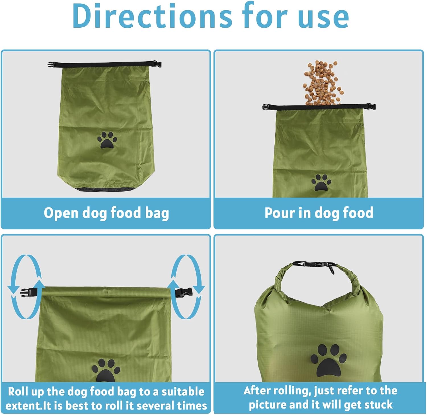 Pet Food Storage Bags,2 Pack Dog Food Travel Container, Portable Dog Food Carrier, with 2Pack Collapsible Dog Travel Bowls, for Container Bag for Camping & Dog Boarding - Keeps Food Fresh - Image 5