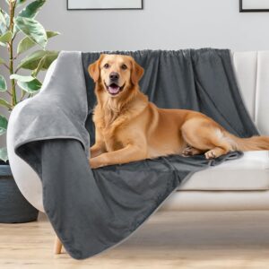 LOOBANI Waterproof Dog Blanket for Bed: Spill-Proof Puppy Blankets for Small Medium Dogs Washable, Reversible Soft Flannel Pet Throw for Couch Sofa Cover, Crate, Travel, Picnic, 30" x 40", Grey