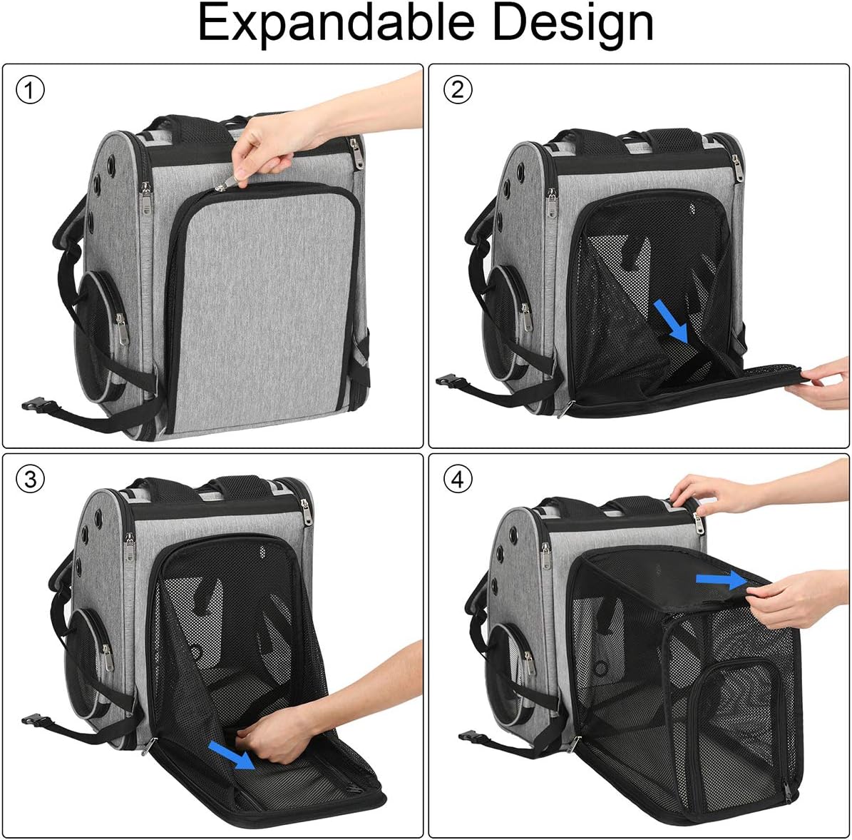 Expandable Pet Carrier Backpack for Cats, Dogs and Small Animals, Portable Pet Travel Carrier, Super Ventilated Design, Airline Approved, Ideal for Traveling/Hiking/Camping - Image 6