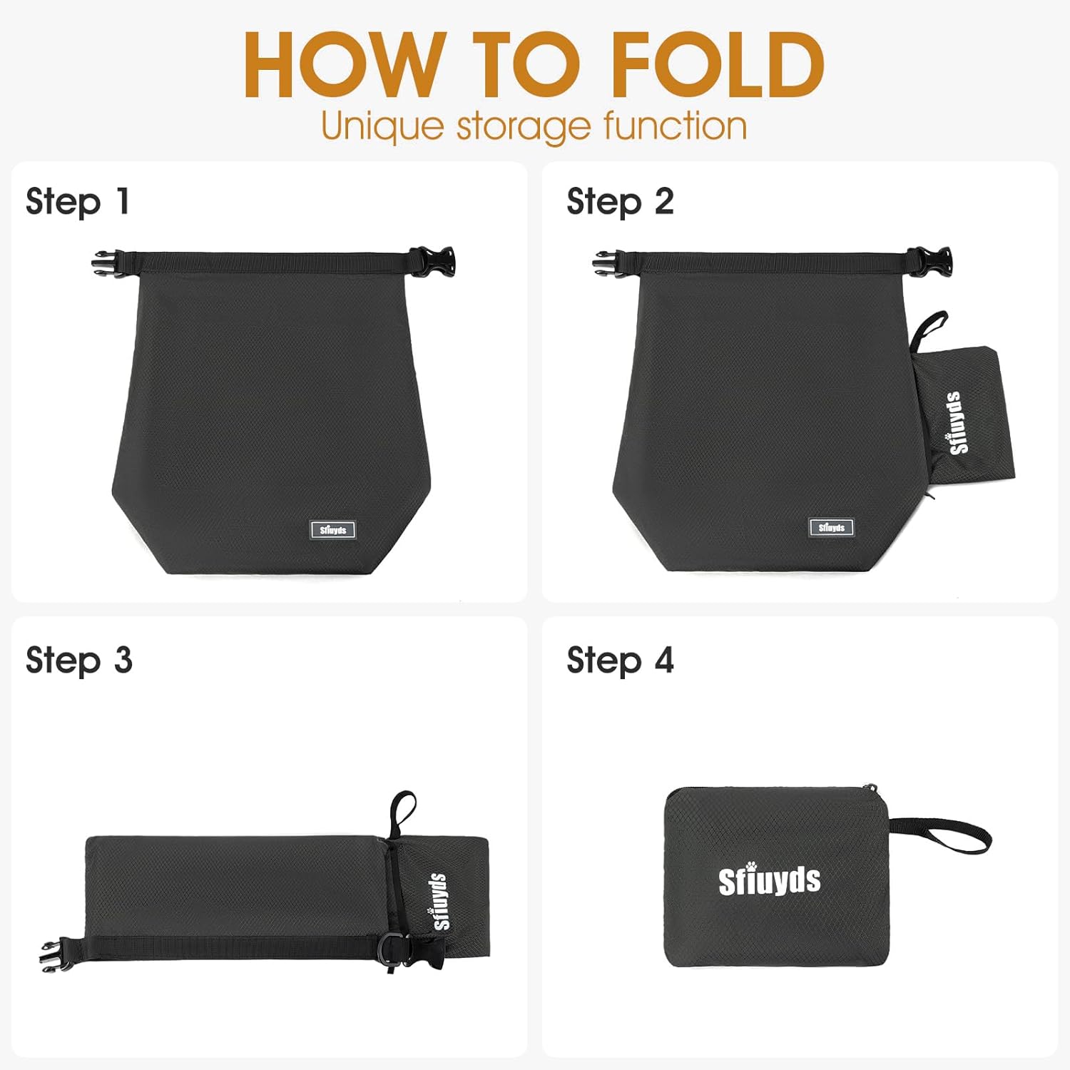 Dog Food Travel Bag,40-Cup Pet Food Storage Containers with 2PCS Collapsible Dog Travel Bowls,Waterproof Kibble Storage Container(Black, Large) - Image 6