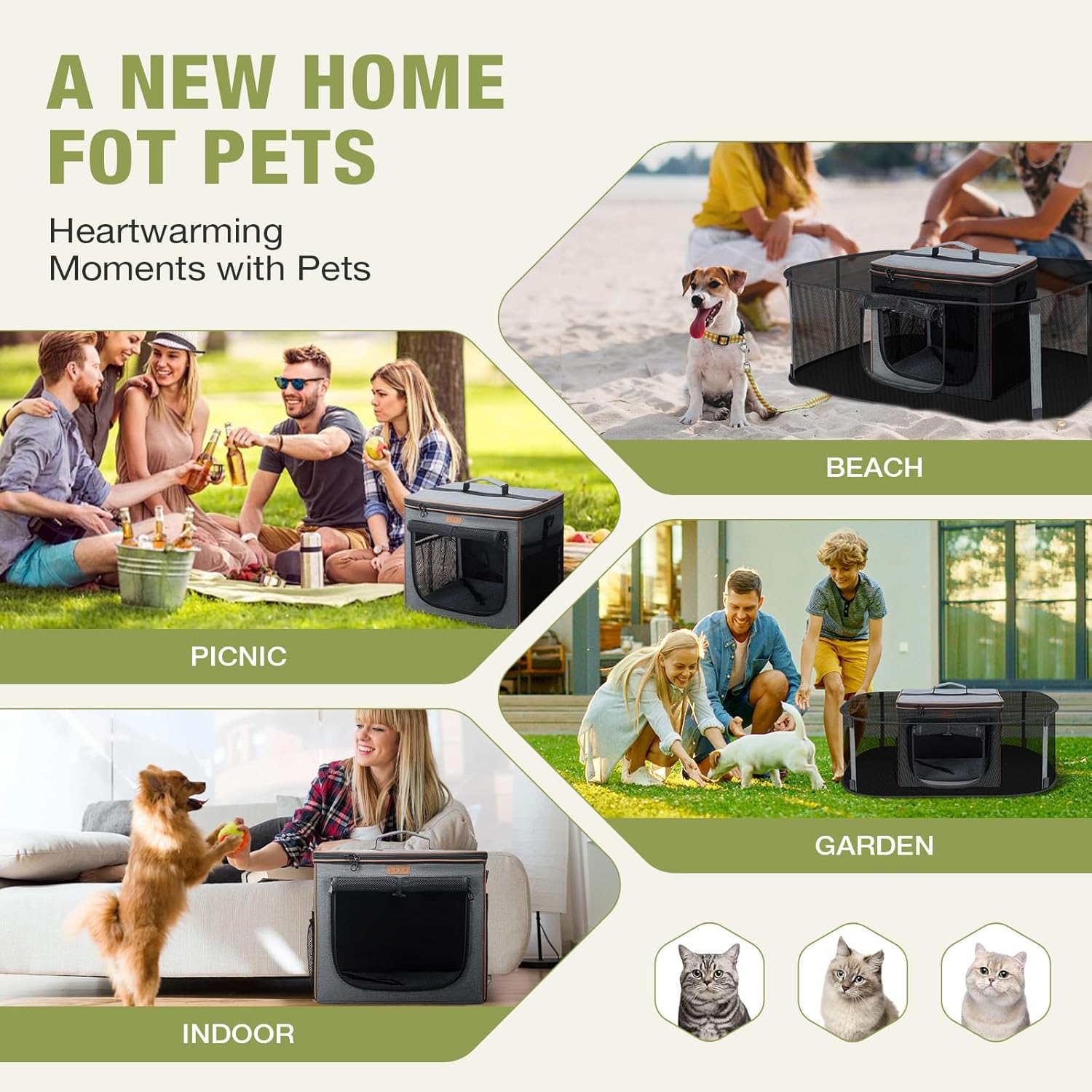 Lekereise 360 Degrees Expandable Pet Carrier Soft-Sided Pet Carrier, Large Expandable Space, 31"*27.6"*16.5" Cat, Dog Carrier, Cat Mobile Tent Outdoors Indoors for Small Animals(Grey) - Image 6