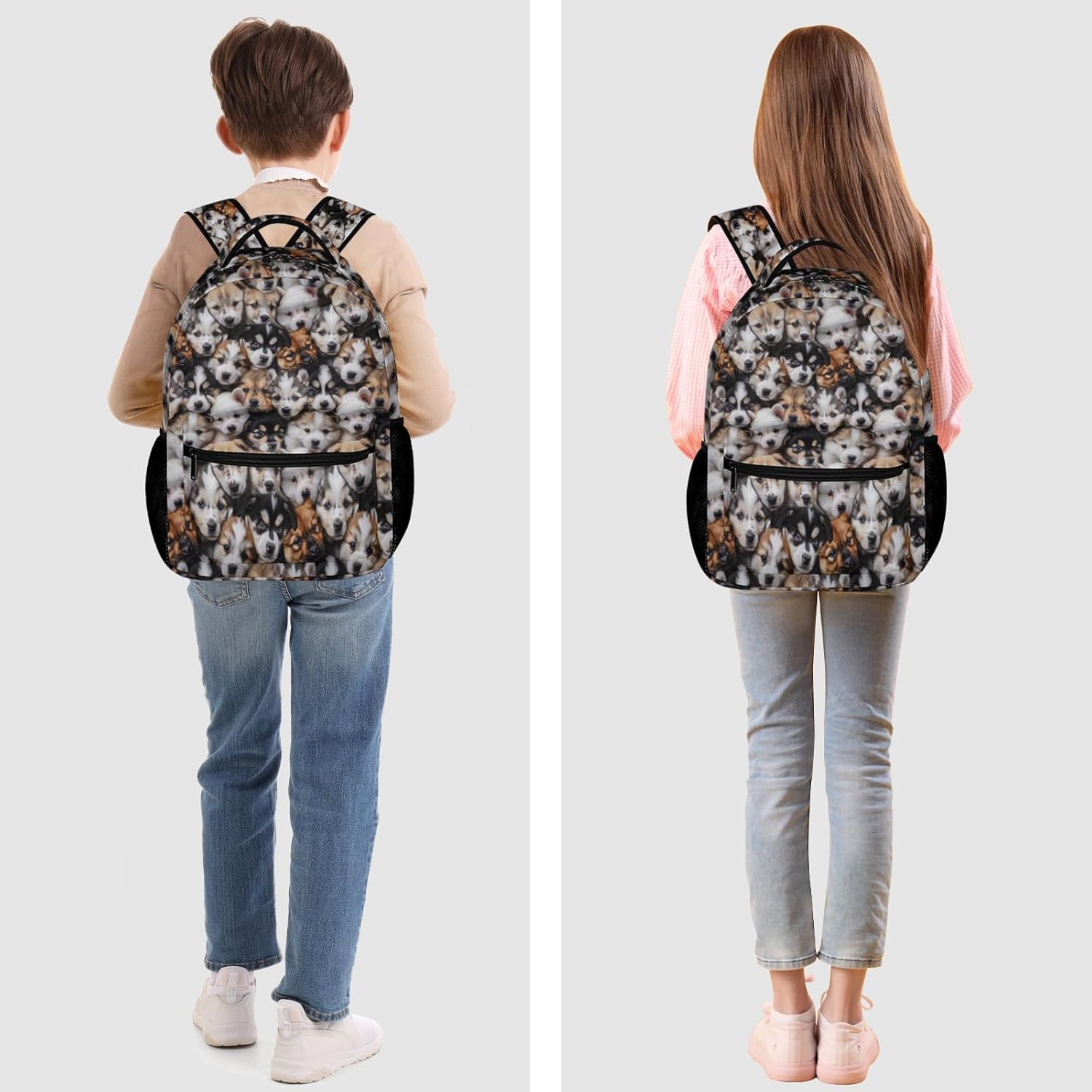 KOYI Dog Backpack for Kids, Realistic Cute Puppy Dog School Backpack, Dog Backpack for School & Travel, Kids Dog Print Backpack, Elementary Boys Girls School Backpack, 16.5 Inch - Image 6