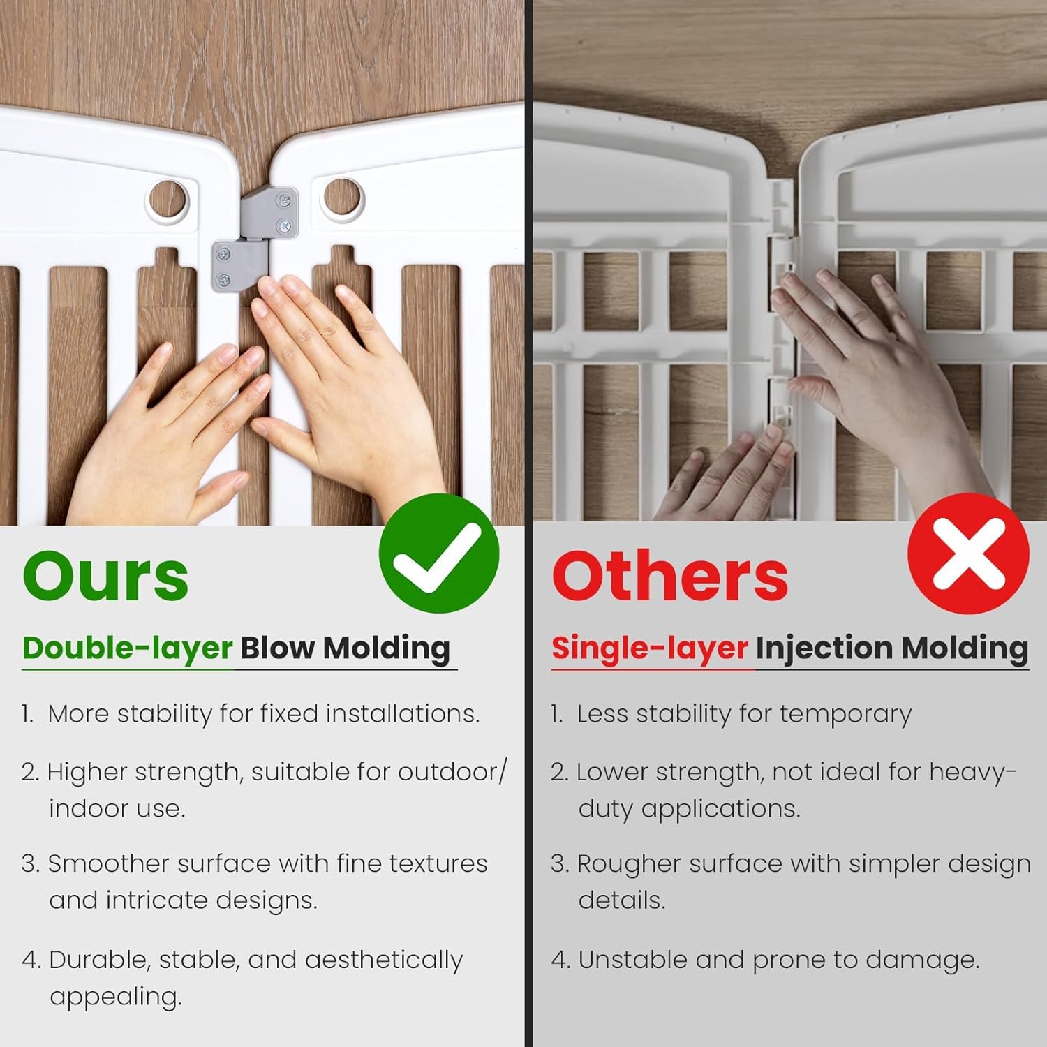 Dog Playpen 6-Panel 24 Inch Safe Secure Indoor Outdoor Pet Fence, Folding Portable 35 x 35 x 24IN, Ideal for Small to Medium Dogs Easy to Clean (White) - Image 8