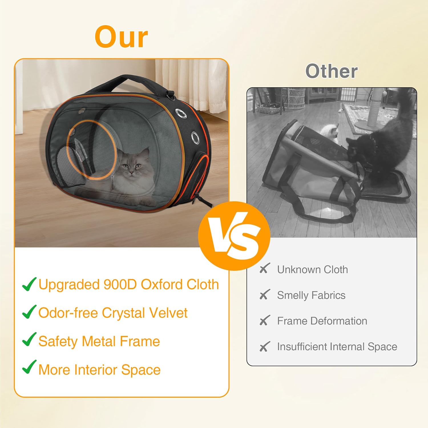 TSA Approved Airline Cat Carrier for Cats & Small Pets up to 12 Lbs - 17" x 12.5" x 9" | Portable & Removable - New 2025 for Travel, Car & Vet Visits - Image 8