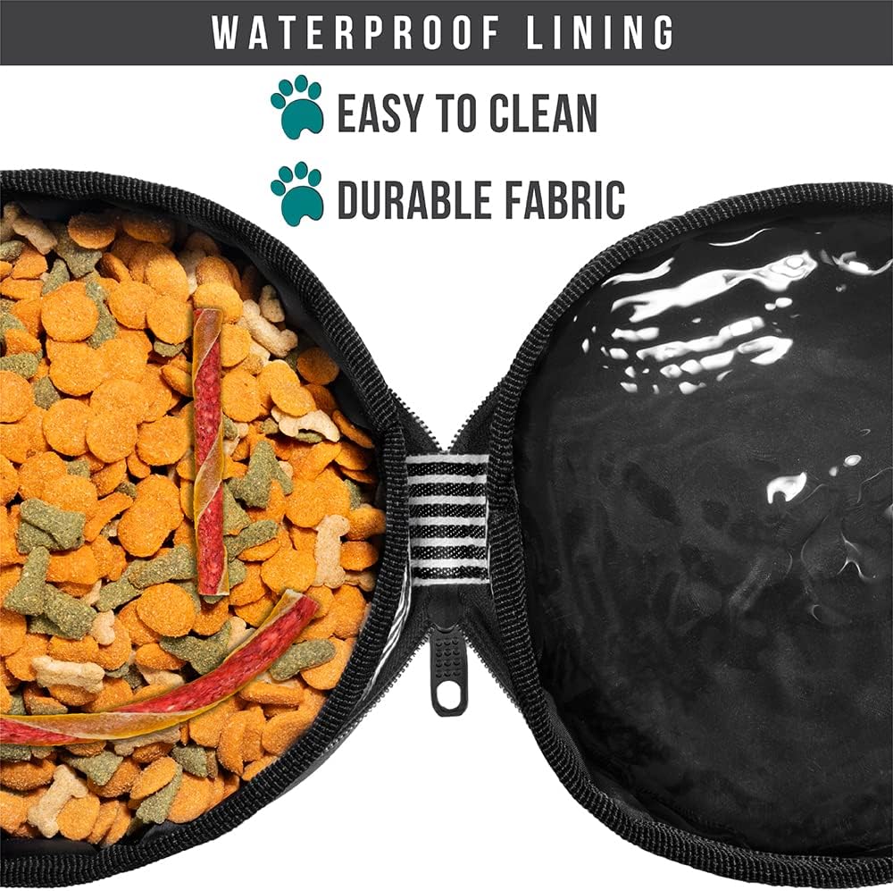 PetAmi Collapsible Dog Food Water Bowls, 2 Travel Bowls Kit, Portable Pet Dish No Spill, Foldable Lightweight BPA Free Leakproof, Camping Hunting Hiking Walking Outdoor Gear Accessories, Stripe Black - Image 4