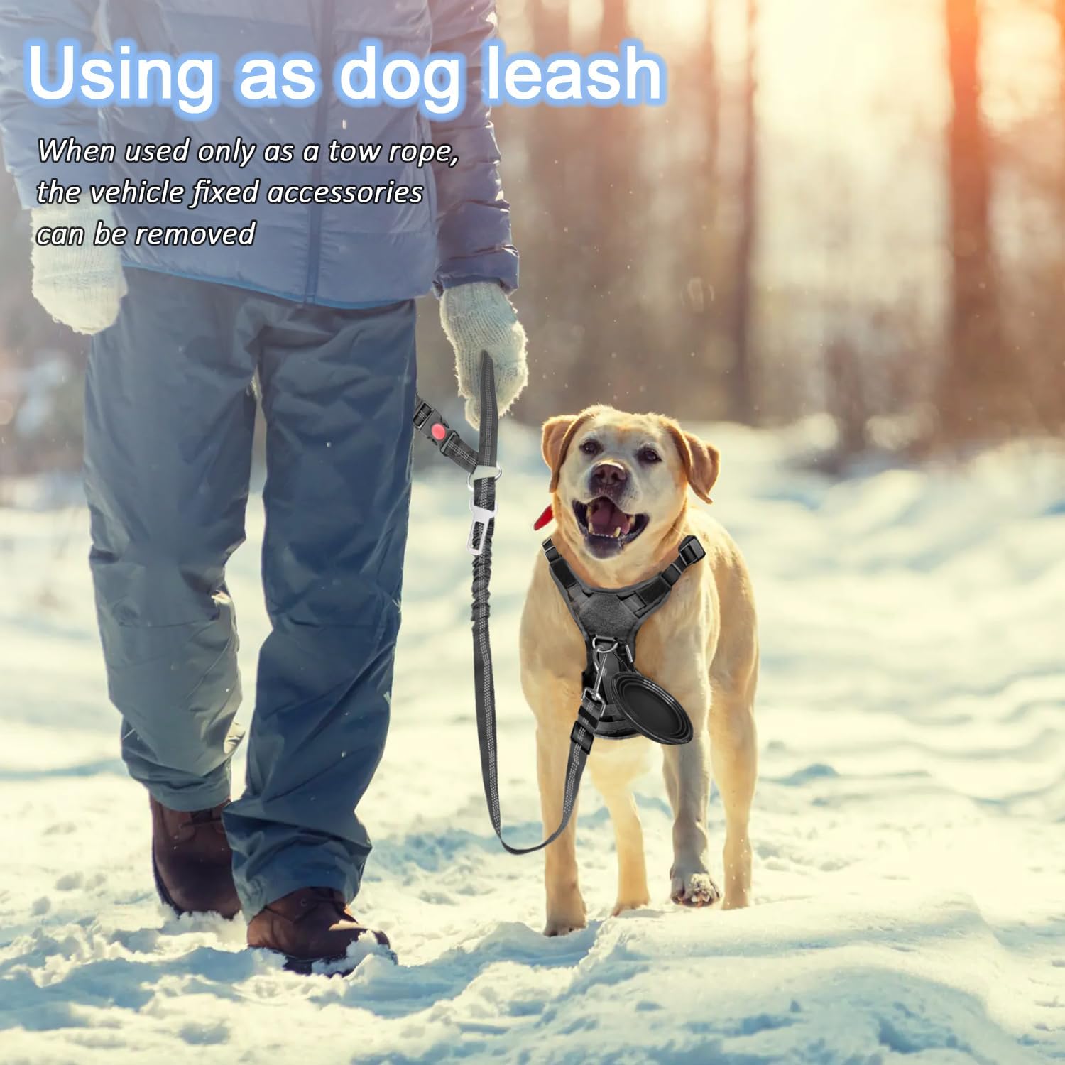 Dog Seat Belt for car, 3 Piece Set Retractable Dog Car Harness 2 Pack Adjustable Seatbelt for Dog in car, Nylon Pet Safety Seat Belts Tether Heavy Duty and Reflective car Leash, Black - Image 7