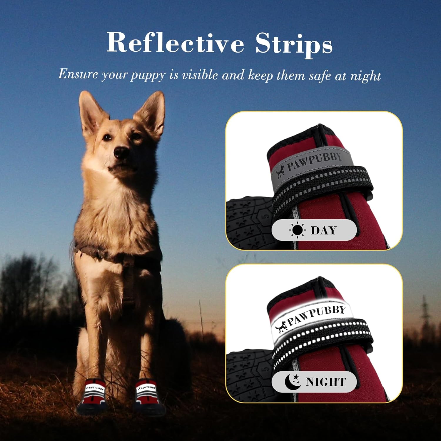 Dog Shoes for Large Dogs, Anti-Slip Waterproof Dog Boots & Paw Protectors with Full Toe Coverage Design, Dog Shoes for Hot Pavement and Winter Snow Hiking with Reflective Straps(red,1# - Image 5