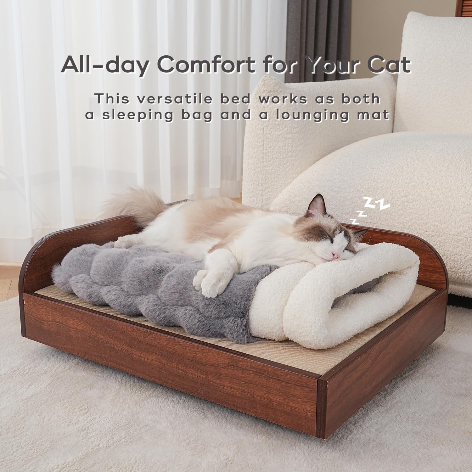 Cat Sleeping Bag 4 in 1 Function Snuggle Bag Blanket Mat Cozy Soft Warm & Washable (Small Cats) Cave Grey 21 × 17 Inch - Image 8