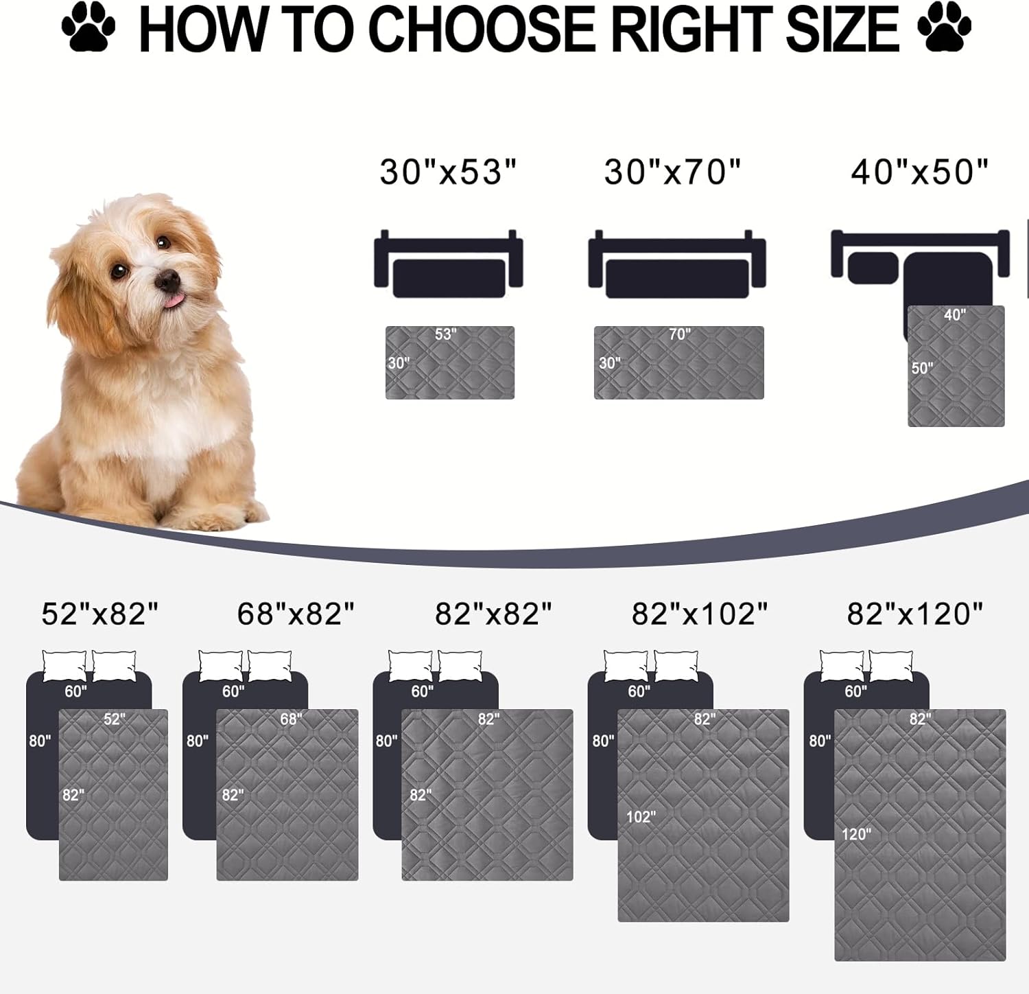 Smiry Waterproof Dog Blanket, 30x70 Inch Soft Pet Bed Cover Reversible, Washable Sofa Couch Furniture Protector for Small Medium Large Dog Puppy Cat, Grey/Dark Grey - Image 6