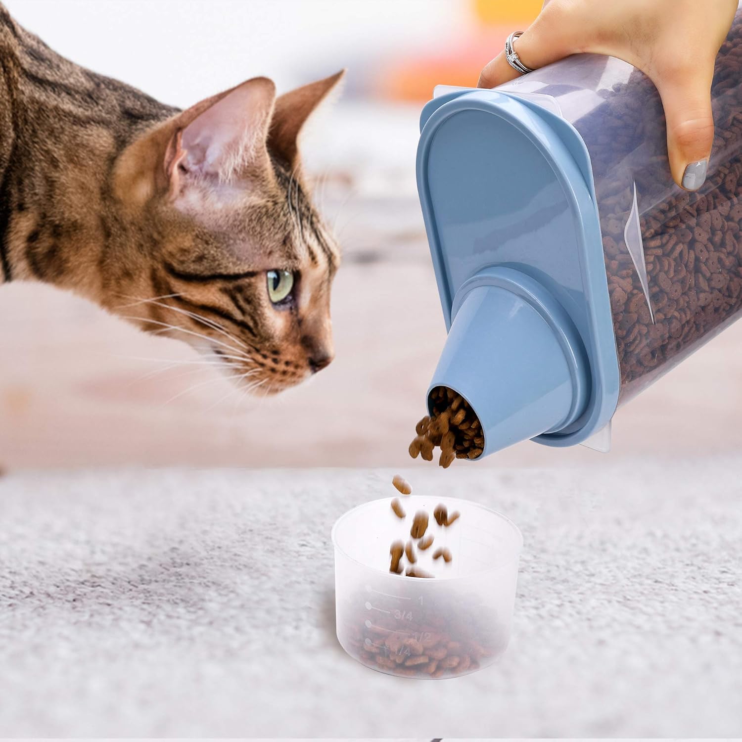 GreenJoy 2 Pack 2lb/2.5L Pet Food Storage Container with Measuring Cup, Can Covers and Bowl for Small Dog, Cat, Waterproof-BPA Free - Image 6