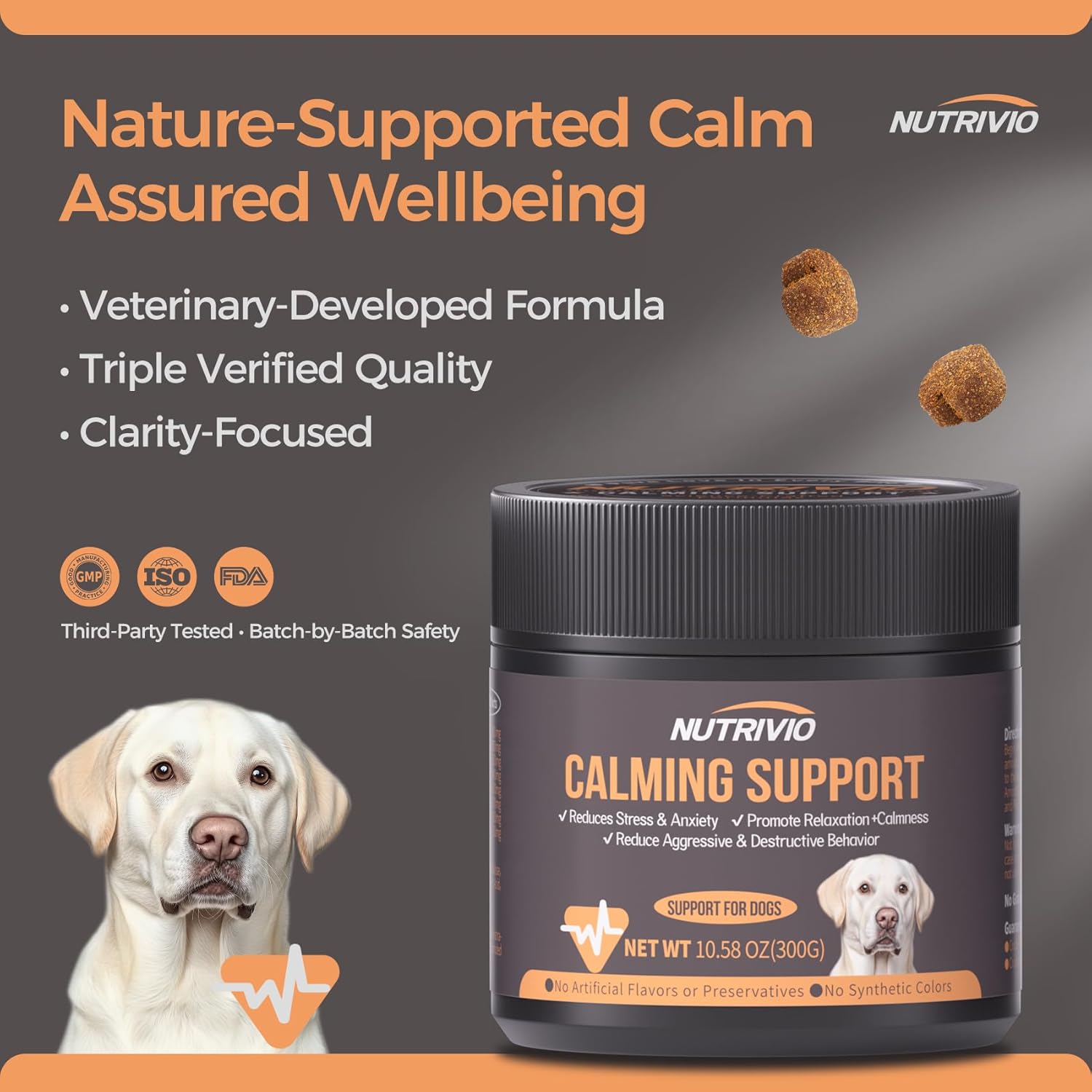 Calming Chews for Dogs with Melatonin, Chamomile & L-Theanine - Promotes Relaxation, Reduces Stress Anxiety, Motion Sickness Relief - Tasty Soft Chews in Natural Chicken Flavor-300g - Image 2