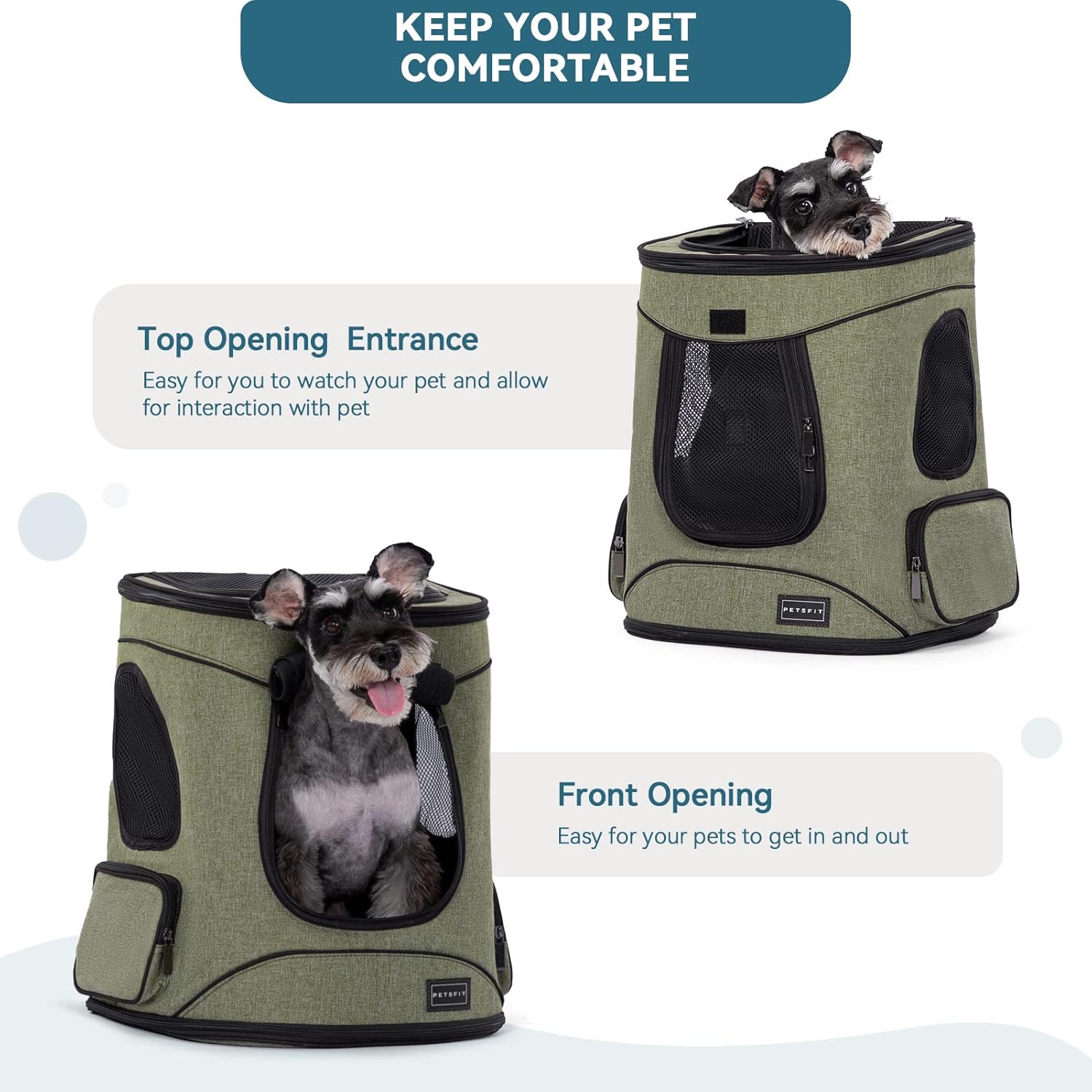 Petsfit Pet Backpack Carrier with Upgrade Waist Cushion Design to Better Fit The Waist, Suitable for Small and Medium Dogs Cats, and Rabbits up to 18 Pounds - Image 9