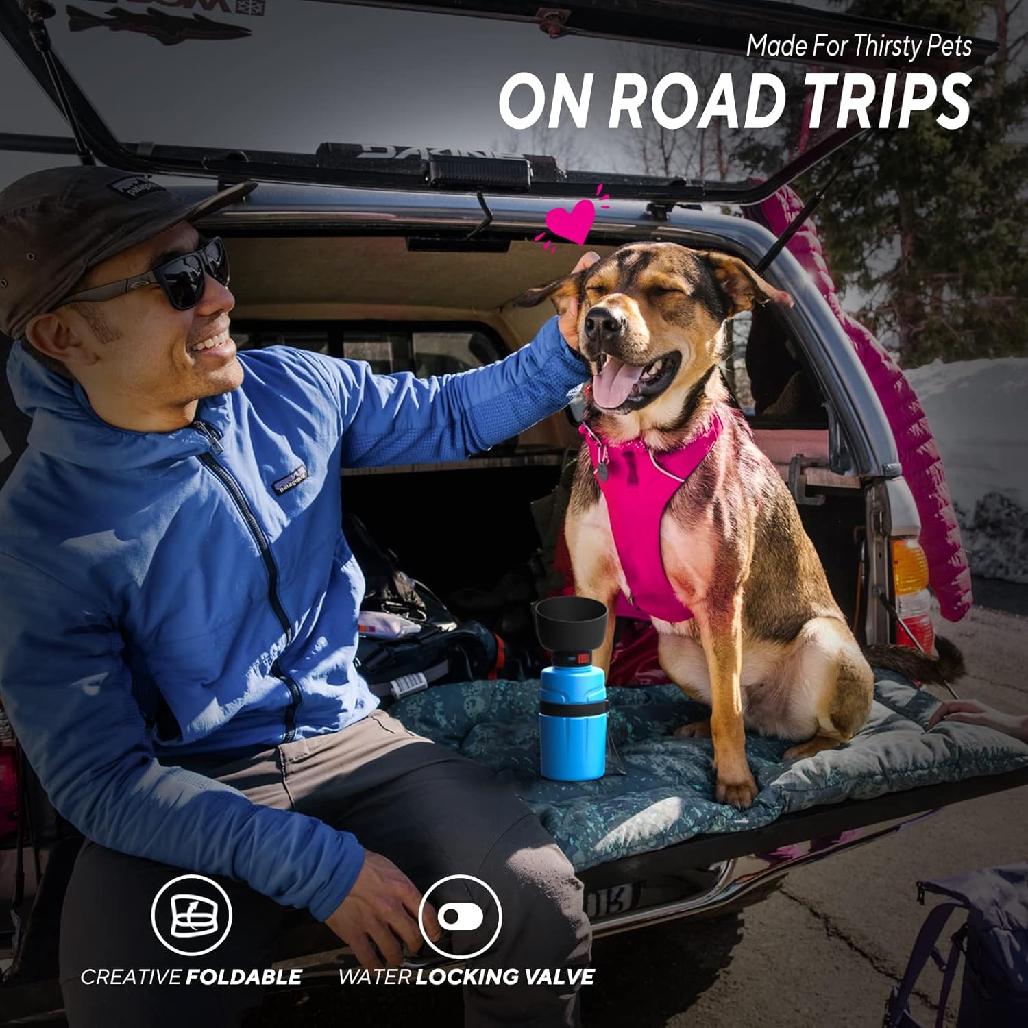 lesotc Dog Travel Water Bottle Portable, Foldable Dog Water Bowl Dispenser, Leak Proof Pet Water Bottle for Dogs Outdoor Walking, Hiking, Travel, Puppy Essentials Necessities, BPA Free, Lightweight - Image 4