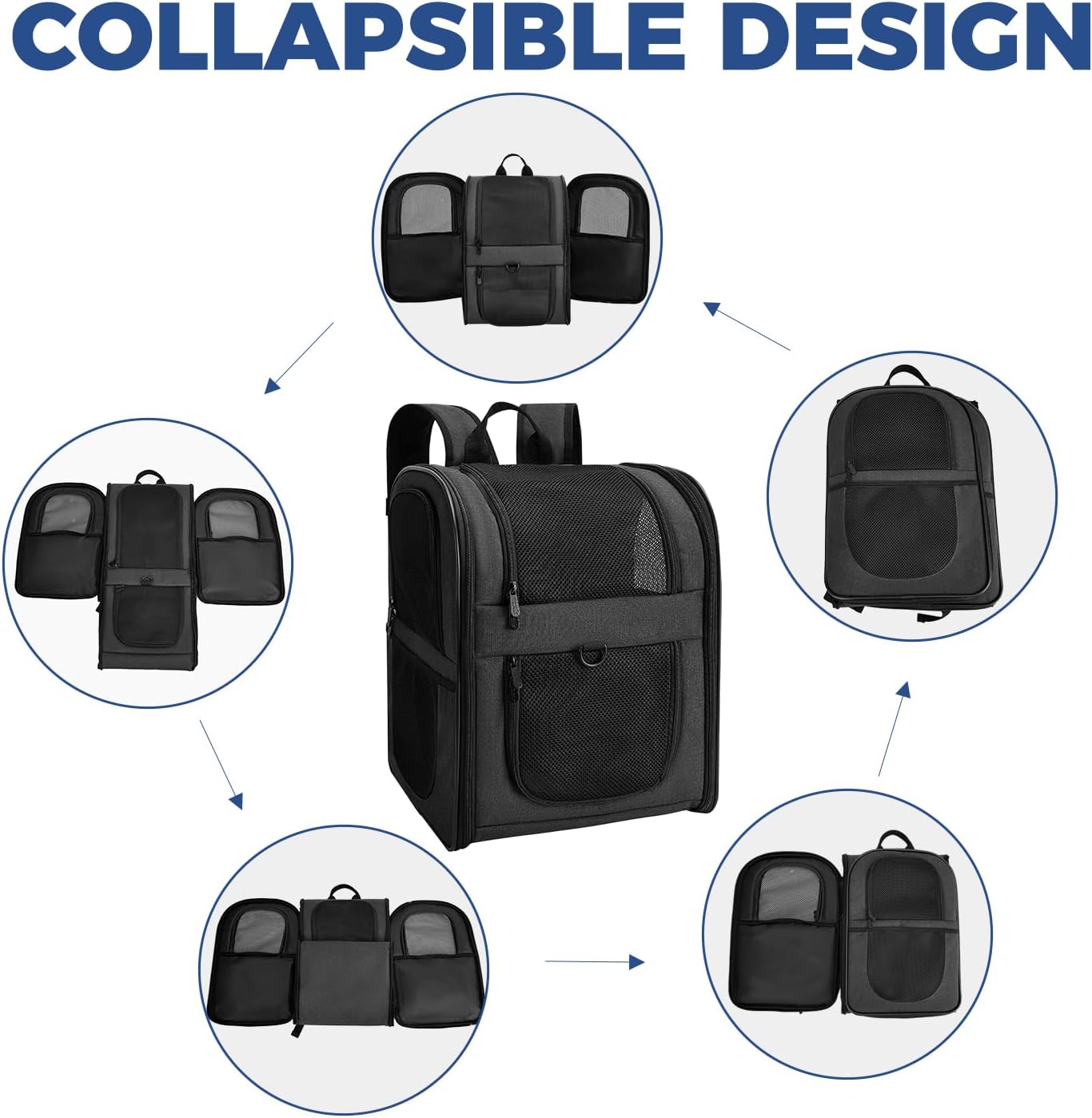 Apollo Walker Dog & Cat Carrier Backpack for 4-15lb Pets - Ventilated Safe Design with Padded Back Support, Breathable Mesh Pet Backpack for Hiking, Travel, Outdoor (Black) - Image 5