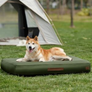 MADE 4 PETS Outdoor Dog Bed Waterproof Inflatable – Self-Inflating Travel Pet Bed for Small to Medium Dogs, Foldable & Portable Crate Mat with Built-in Pump, Durable Oxford Fabric, Green, 36"x27"x4"
