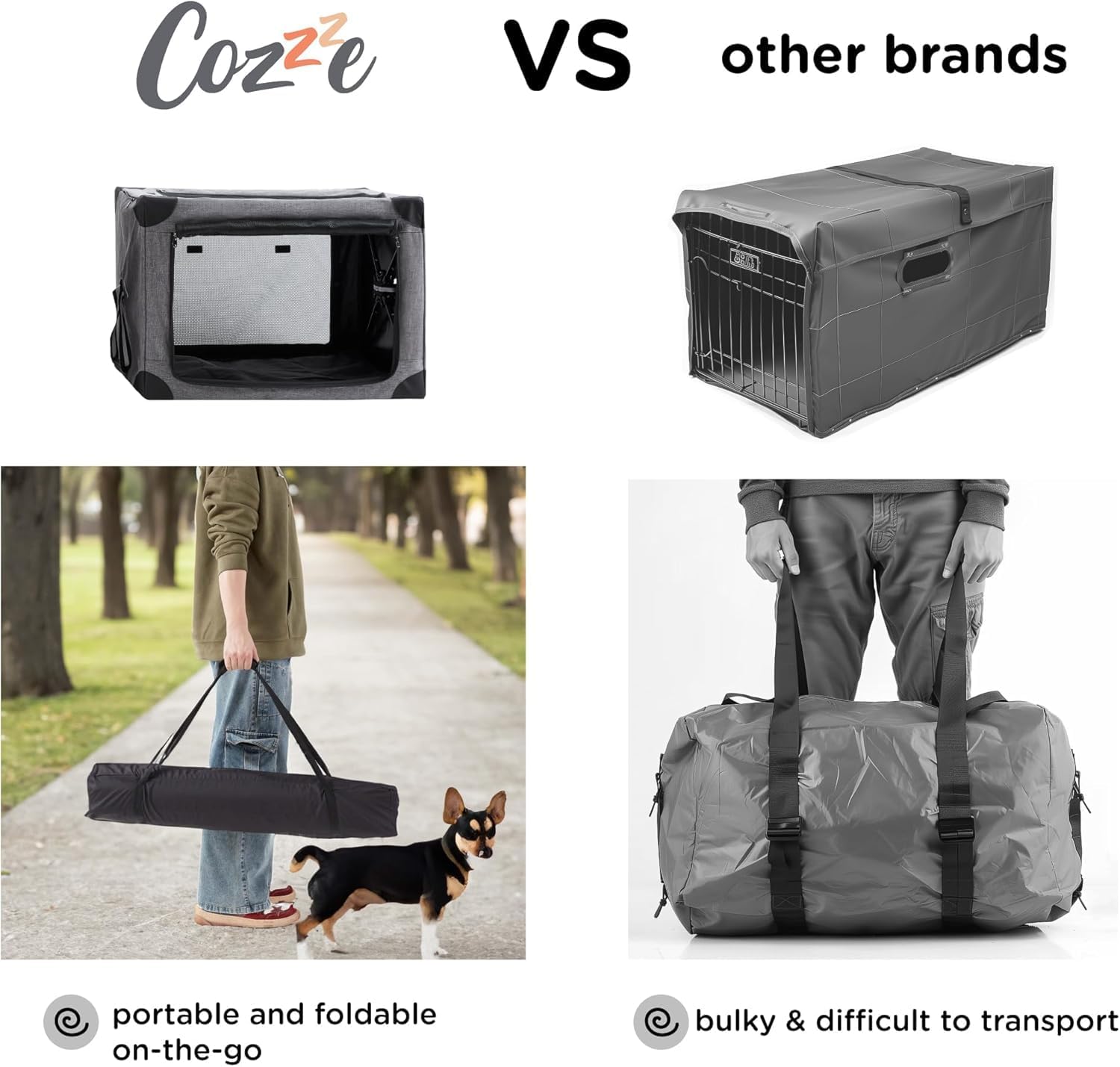 Collapsible Dog Crate - 32 Inch Portable Dog Travel Crate for Medium Dogs, Foldable Dog Crate with Detachable Storage Bag, Removable Pad, and Mesh Windows for Outdoor & Indoor - Image 9