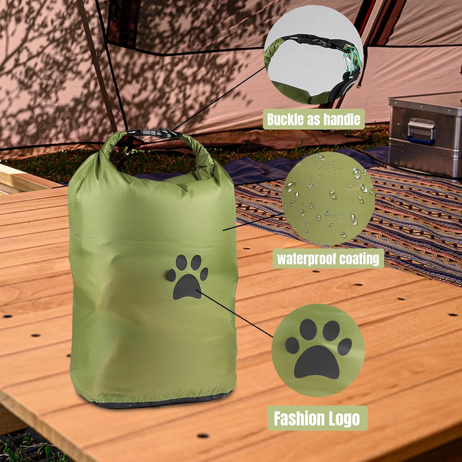 Pet Food Storage Bags,2 Pack Dog Food Travel Container, Portable Dog Food Carrier, with 2Pack Collapsible Dog Travel Bowls, for Container Bag for Camping & Dog Boarding - Keeps Food Fresh - Image 6