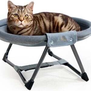 KITTY KINGDOM Elevated Cat Hammock Bed, Foldable No-Assembly Cat Bed with Breathable Mesh for Indoors and Outdoors Use, Lightweight Raised Pet Bed for Cats and Small Dogs