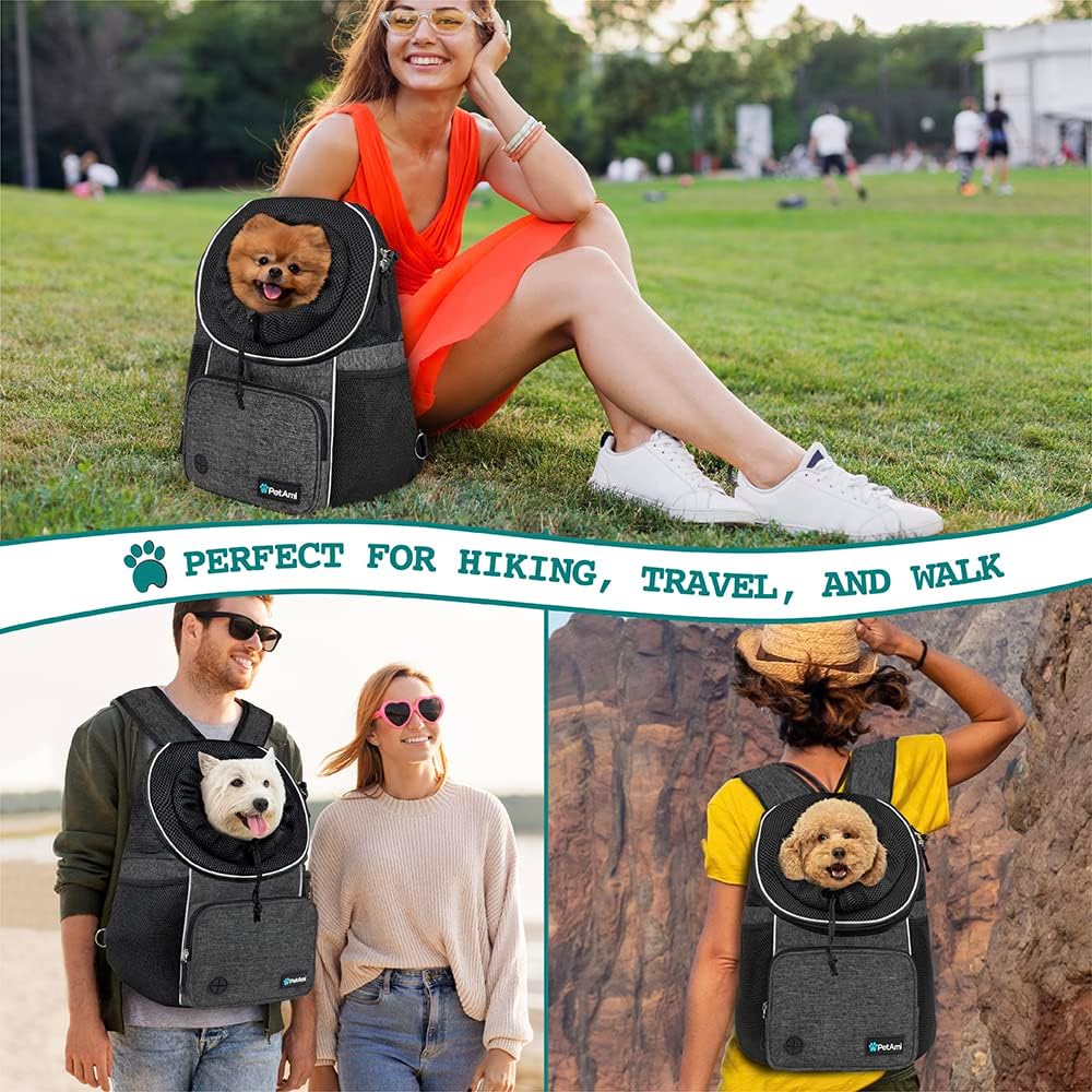 PetAmi Adjustable Dog & Cat Chest Carrier Backpack, Ventilated for Hiking & Camping, Small to Large Pets Up to 15 lbs, Dark Gray - Image 6