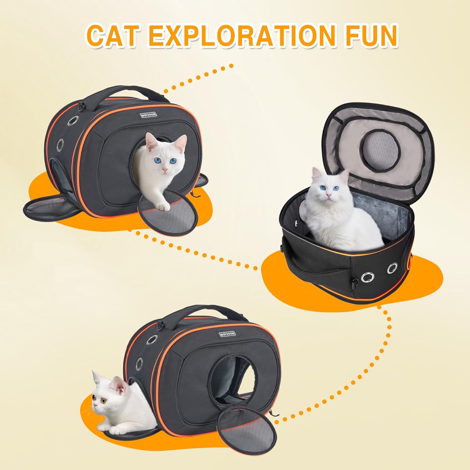 TSA Approved Airline Cat Carrier for Cats & Small Pets up to 12 Lbs - 17" x 12.5" x 9" | Portable & Removable - New 2025 for Travel, Car & Vet Visits - Image 6