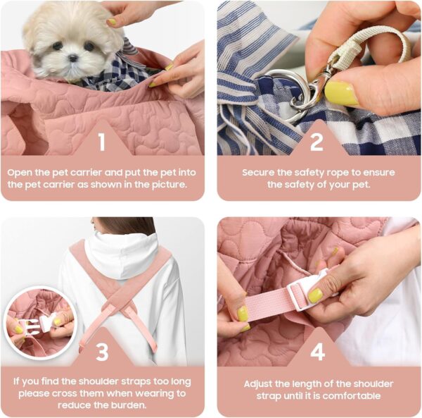 Pet Carrier Backpack, Adjustable Pet Front Cat Dog Carrier Backpack Travel Bag for Small Medium Dogs Cats and Rabbits, Safety Strap with Removable Bottom Plate for Camping Hiking Traveling - Image 5
