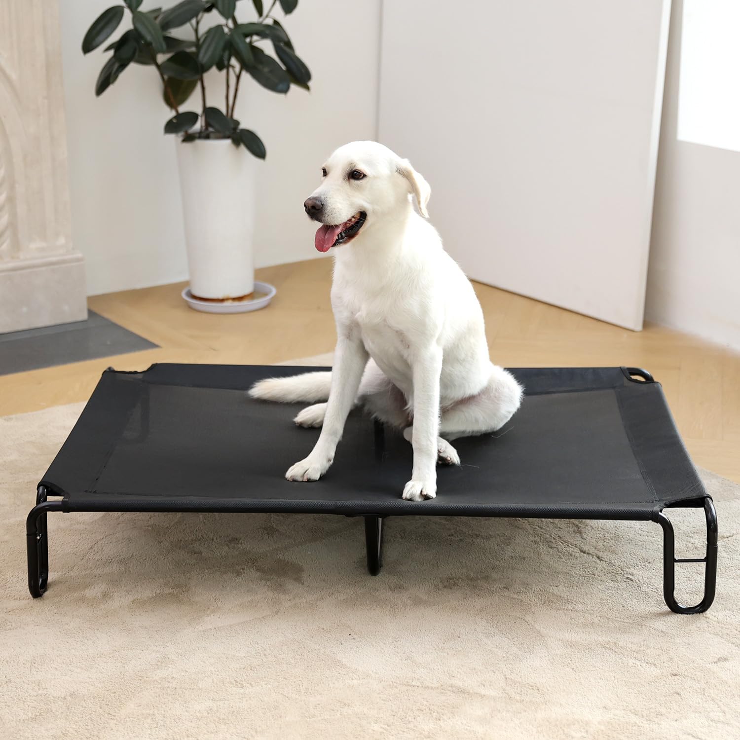 pettycare Elevated Outdoor Dog Bed - Dog Cots beds for Large Dogs XL, Waterproof Raised Dog Bed Easy to Assemble, Cooling Elevated Dog Bed with Teslin Mesh, Durable, Non Slip, Up to 85 lbs,Black - Image 5
