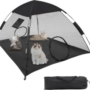 GEERTOP Mesh Cat Tent Outdoor, Cat Enclosure for Outside Indoor, Portable Sunshade Playpen Playhouse for Cats Dogs Puppy Small Animals