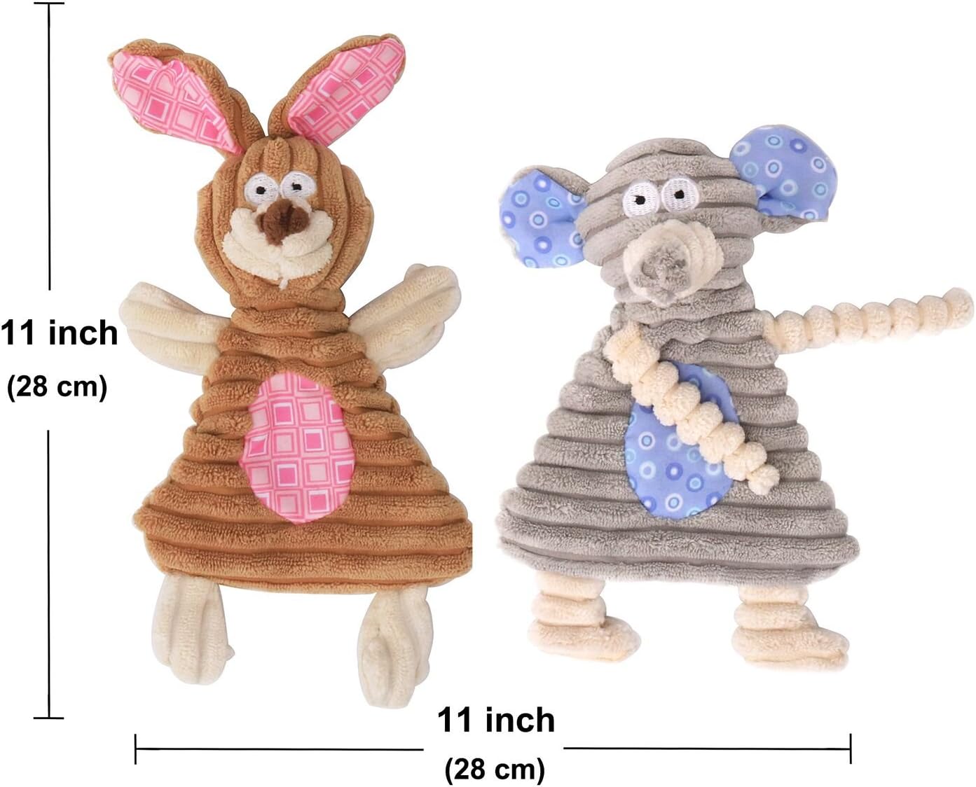 Comtim No Stuffing Dog Toys with Squeaker, Durable Dog Chew Toys, Small Dogs & Puppies, Rabbit & Elephant - Image 5