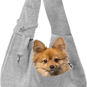 Dog Carrier Sling for Small Dogs and Cats(0 to 12 lbs), Puppy Sling Carrier with Adjustable Strap, Travel Safety Harness, Hands-Free Pet Carring Holder Travel Bag for Outdoor, Gray