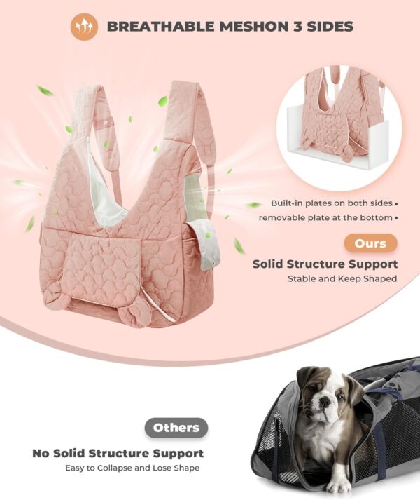 Pet Carrier Backpack, Adjustable Pet Front Cat Dog Carrier Backpack Travel Bag for Small Medium Dogs Cats and Rabbits, Safety Strap with Removable Bottom Plate for Camping Hiking Traveling - Image 4