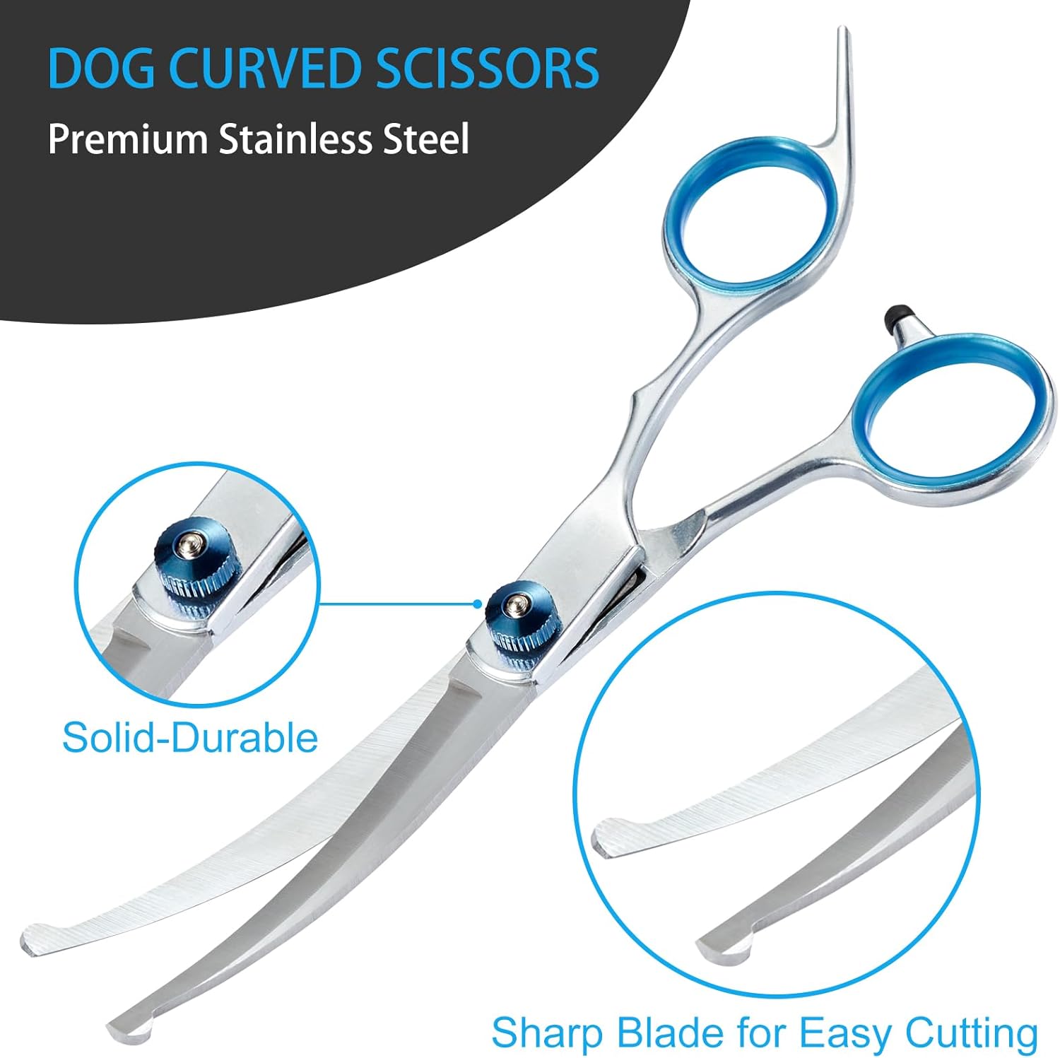 5 in 1 Premium Dog Grooming Scissors, Professional Dog Scissors for Grooming with Safety Round Tips, Lengnoyp Stainless Steel Thinning Shears, Pet Cat Shears for Grooming Kit - Image 4