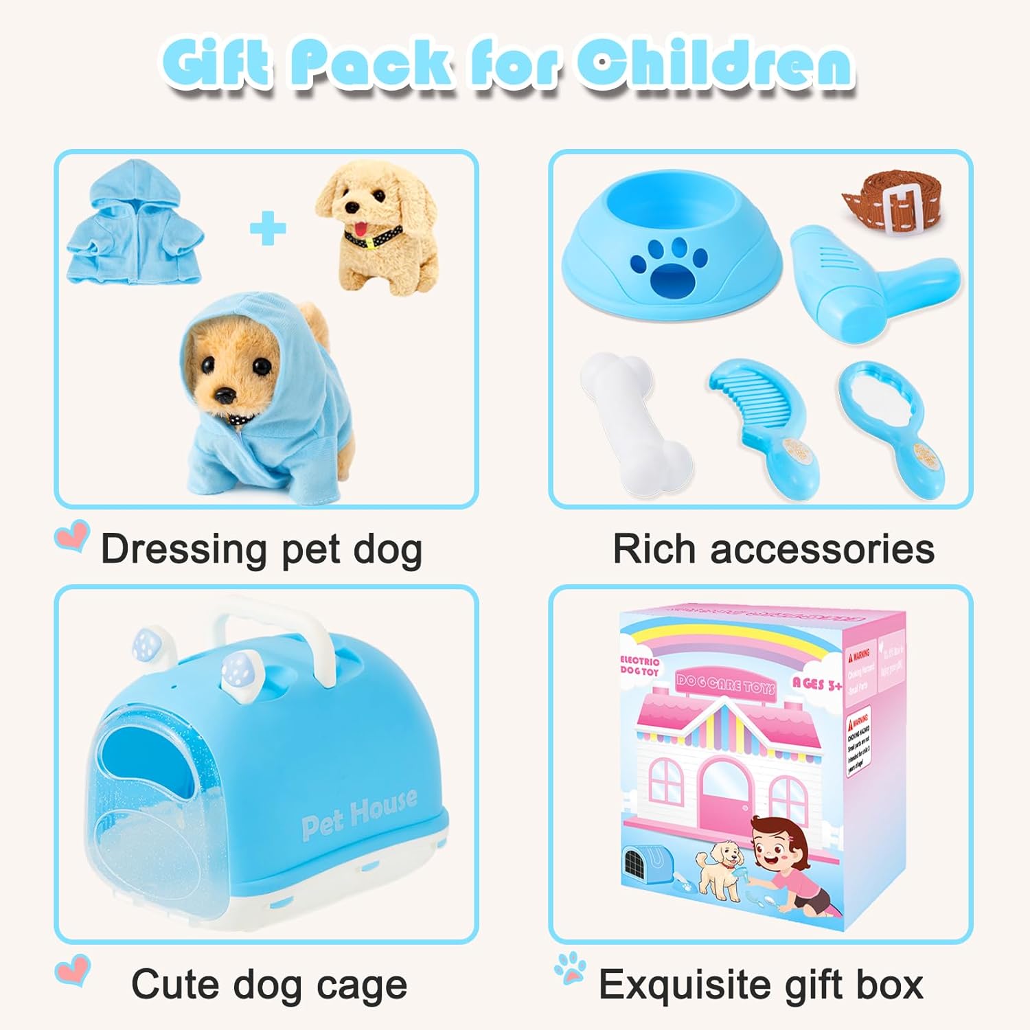 Dog Toys for Kids Girls, Walking and Barking Electronic Interactive Plush Puppy Toy Set and Pet Care Toy Set Accessories, Pretend Playset for Toddlers, Girl Role Play Gift for 3 4 5 6 Year Old - Image 4